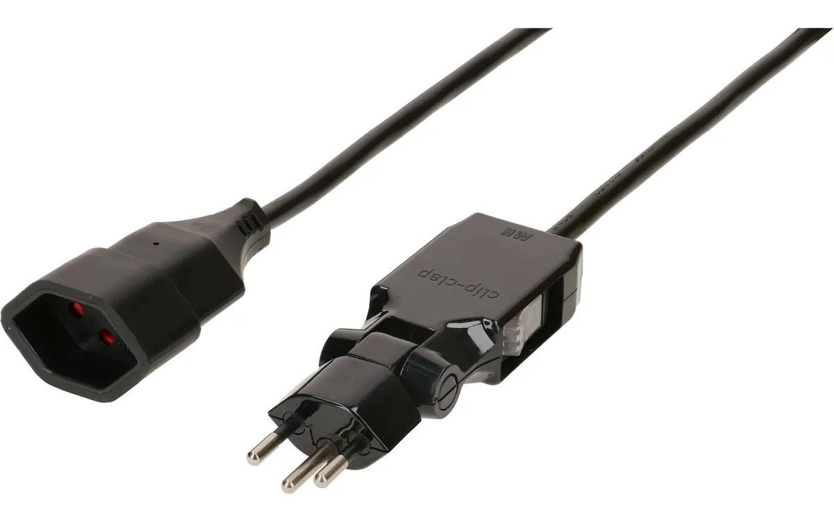 Max Hauri AG Max Hauri Verlängerungskabel T12–T13, 5 m, 1 mm², Drehwinkelstecker, Kinderschutz – Schwarz
