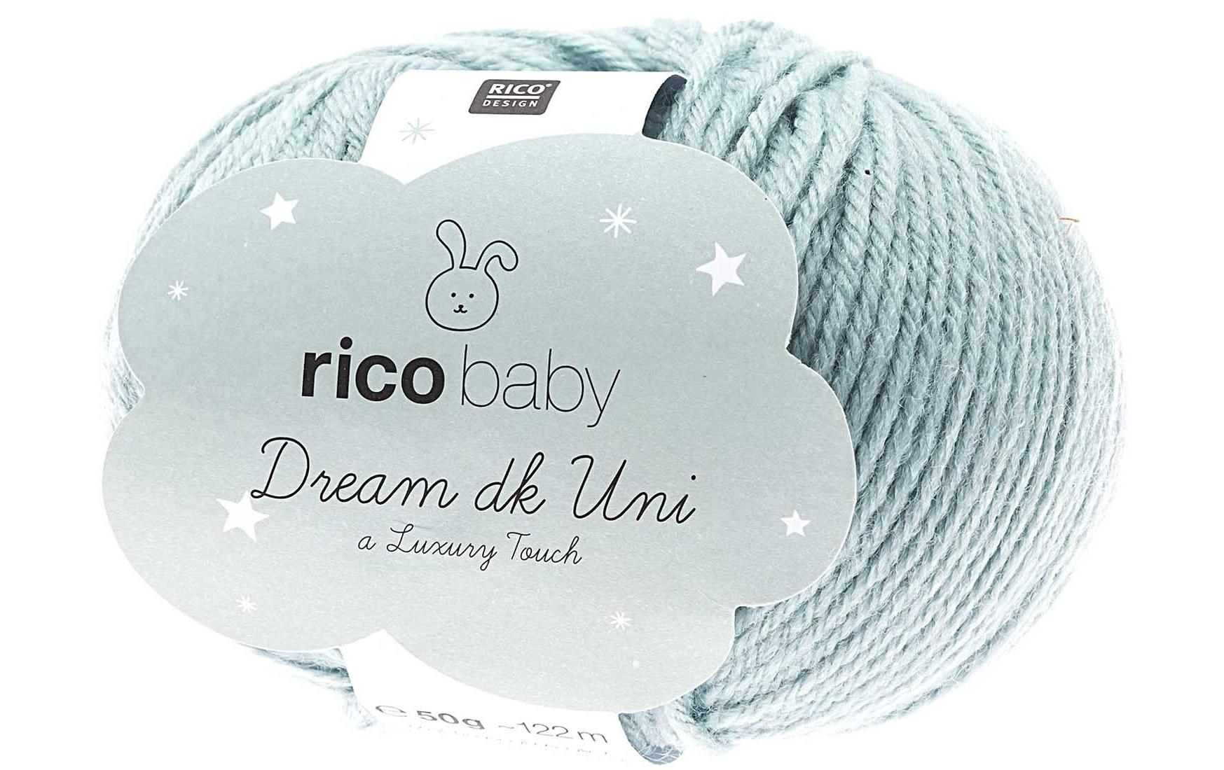 Rico Design Baby Dream DK Luxury Touch Uni Garn Mint – 50 g, 115 m, Nadel 4 mm, 50% Polyamid/50% Polyacryl