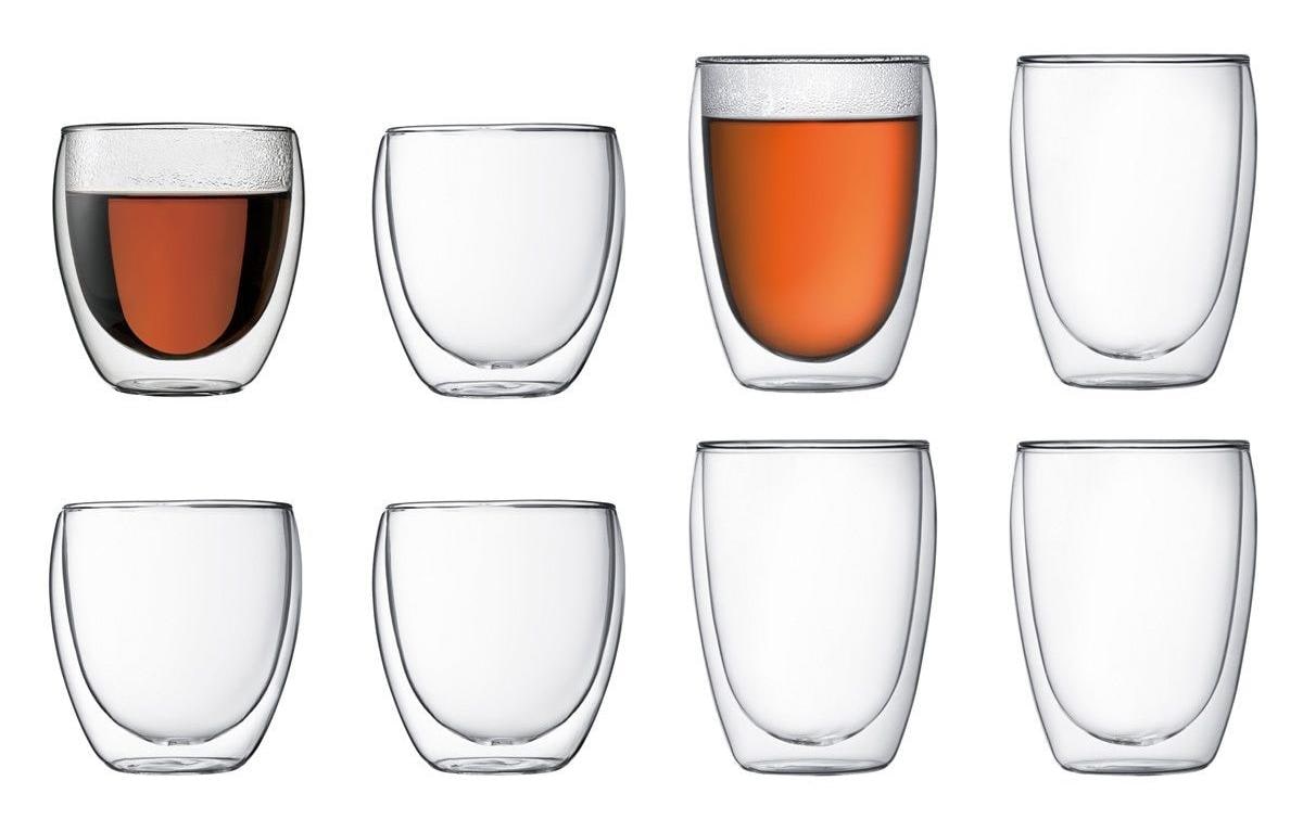 Bodum Pavina Glas-Set – 0,35 l, Borosilikatglas, transparent, doppelwandig, spülmaschinengeeignet, 8 Stück