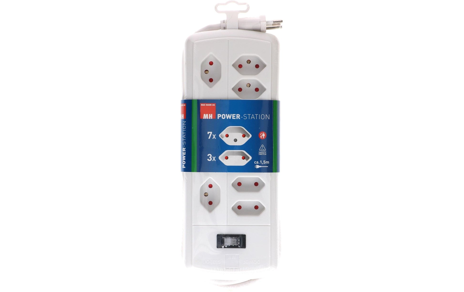 Max Hauri AG Max Hauri Steckdosenleiste – 7×T13, 1,5 m, Schalter