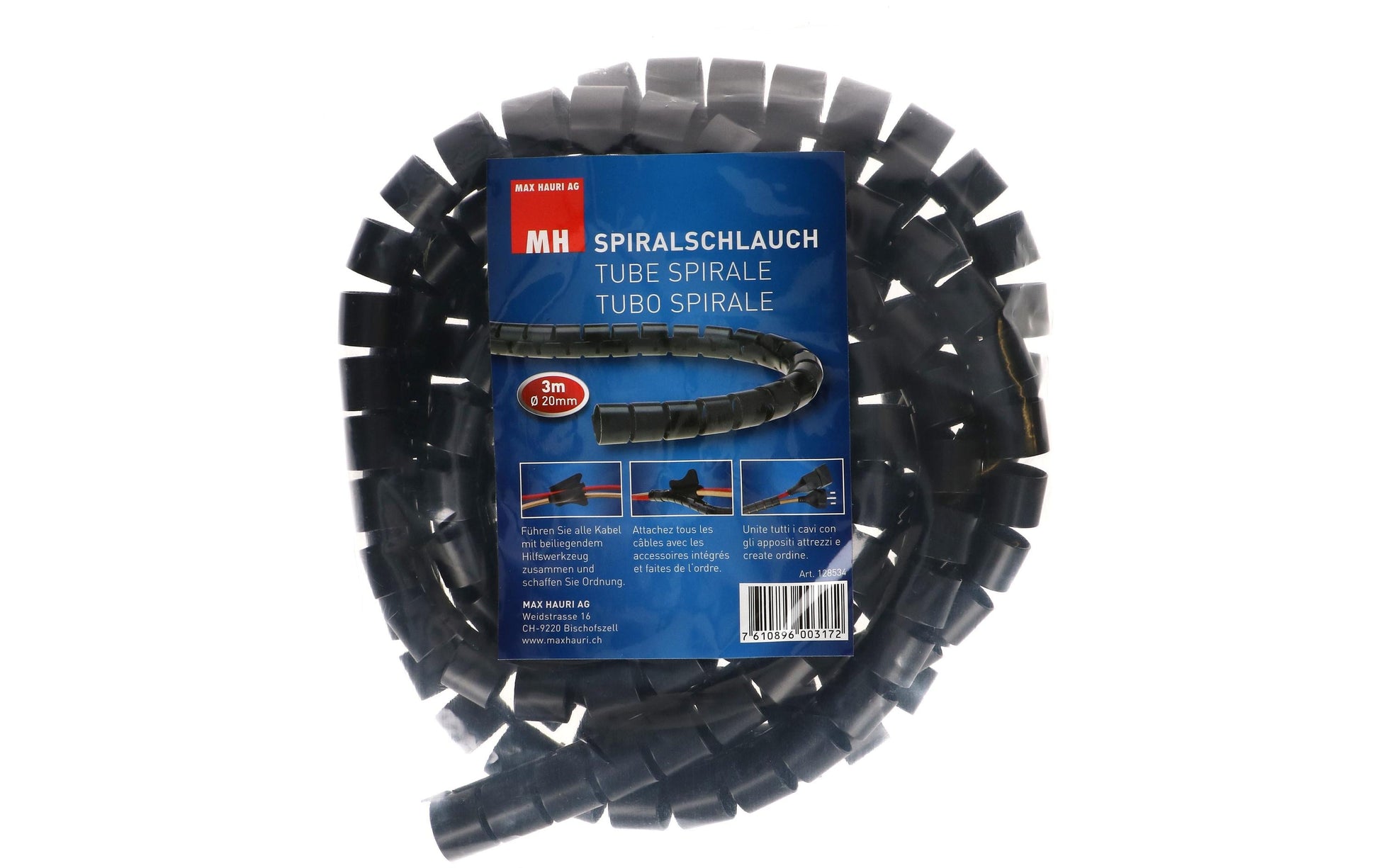 Max Hauri AG Max Hauri Kabelbox – 5× AC, 2 m Kabel, 235 × 115 × 121 mm, Schwarz