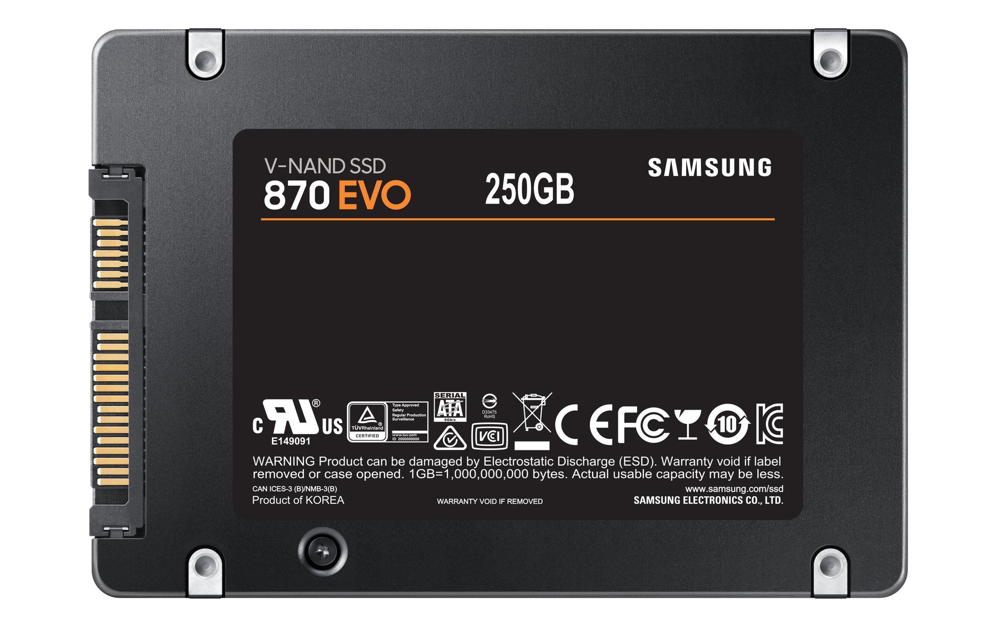 Samsung 870 EVO 250 GB – 2,5" SATA III SSD – 560/530 MB/s