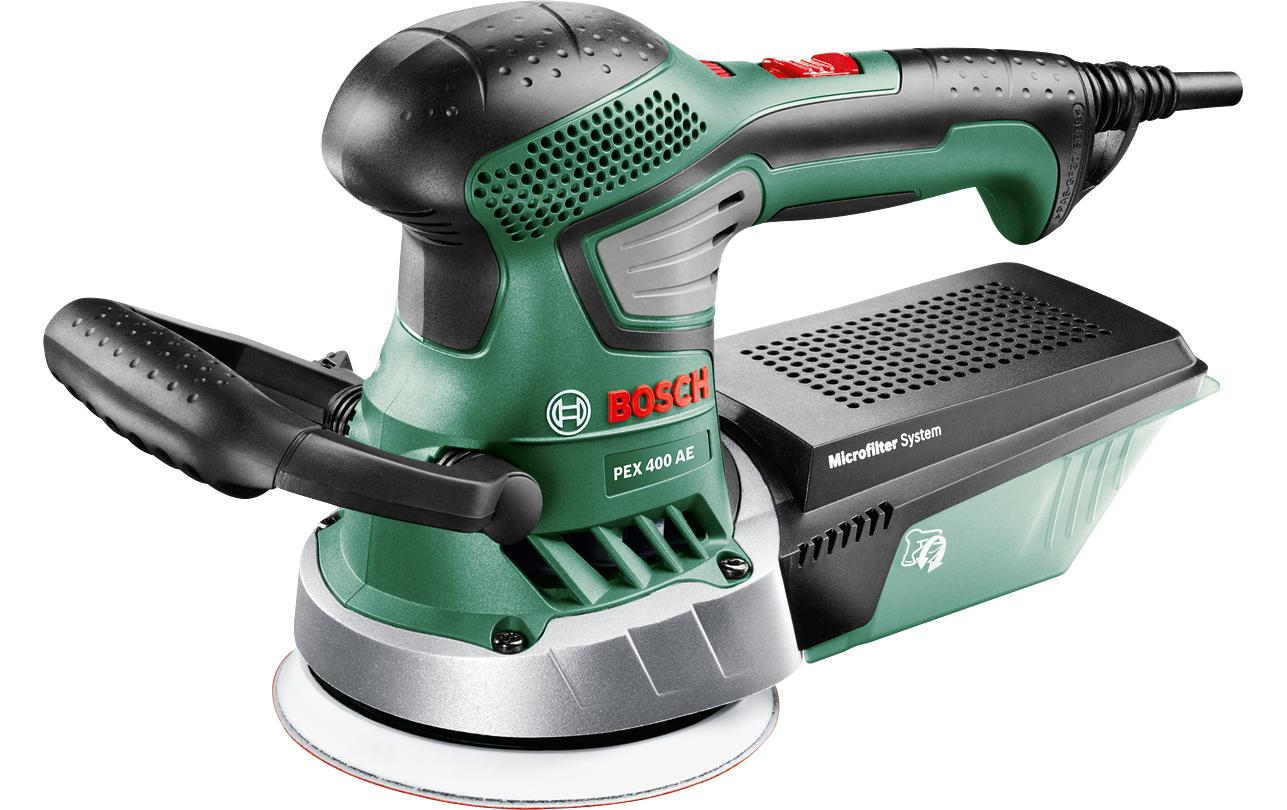 Bosch Exzenterschleifer PEX 400 AE – 370 W – Klettverschluss – Ø 125 mm – Microfilter