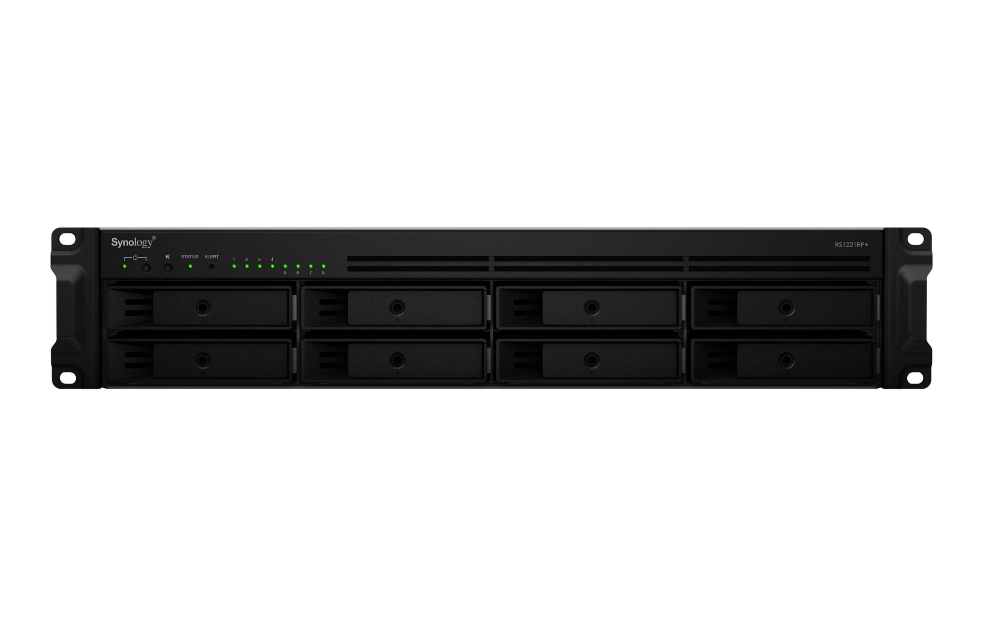Synology RS1221RP+ – 8-Bay Rack 2U NAS – AMD Ryzen V1500B, 4 GB RAM, 1GbE, DSM, redundantes Netzteil
