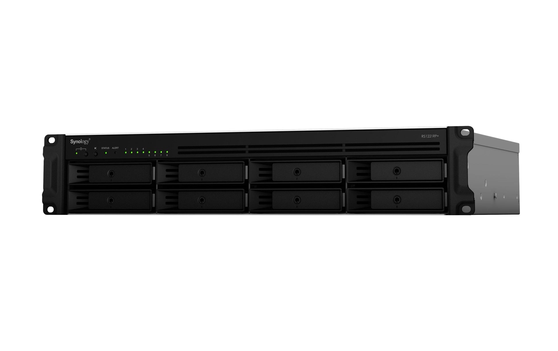 Synology RS1221RP+ – 8-Bay Rack 2U NAS – AMD Ryzen V1500B, 4 GB RAM, 1GbE, DSM, redundantes Netzteil