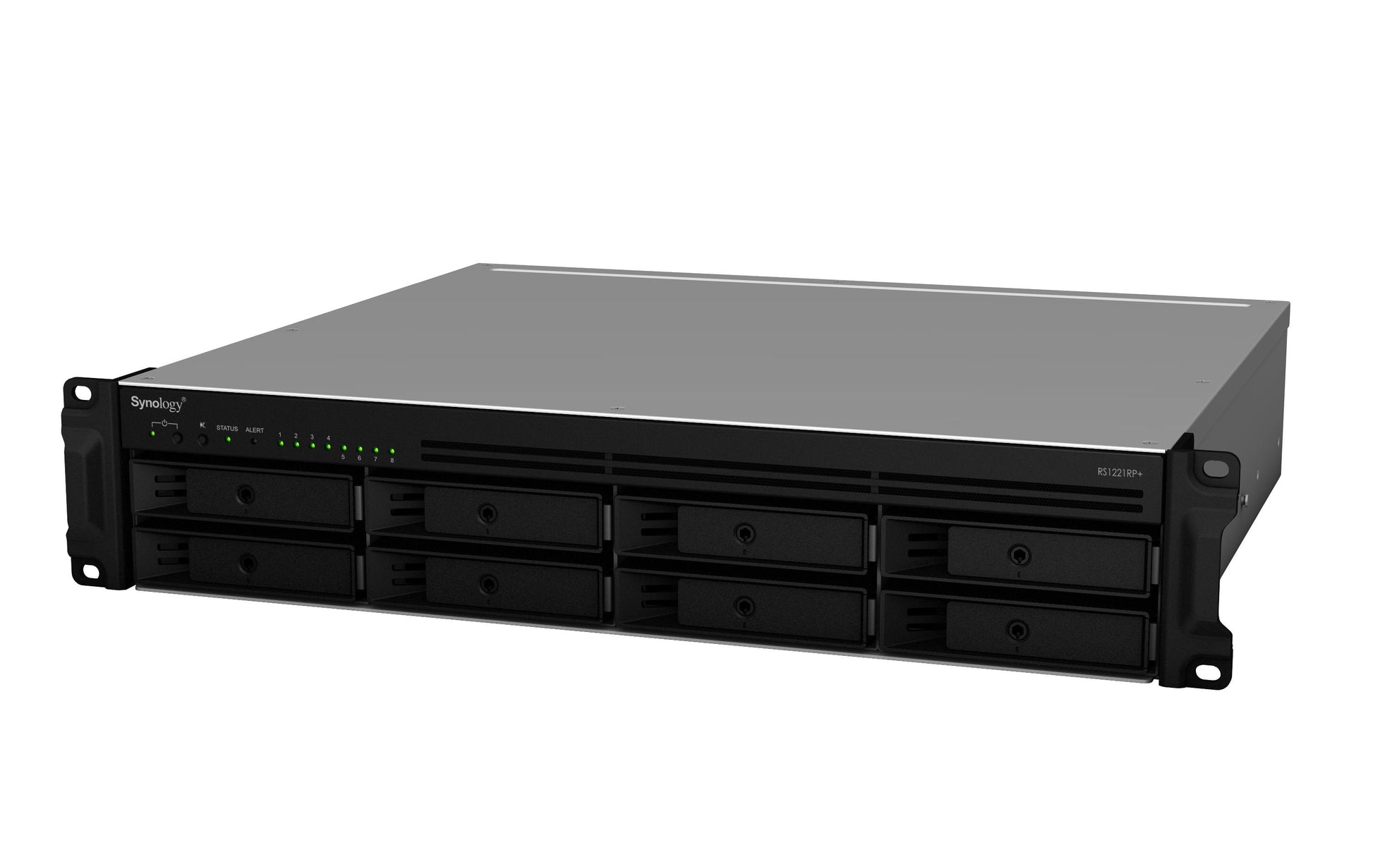 Synology RS1221RP+ – 8-Bay Rack 2U NAS – AMD Ryzen V1500B, 4 GB RAM, 1GbE, DSM, redundantes Netzteil