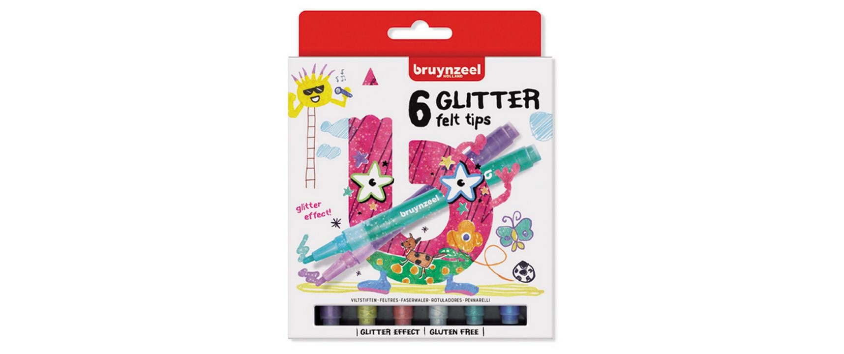 Bruynzeel Glitzer Filzstifte – 6 Farben