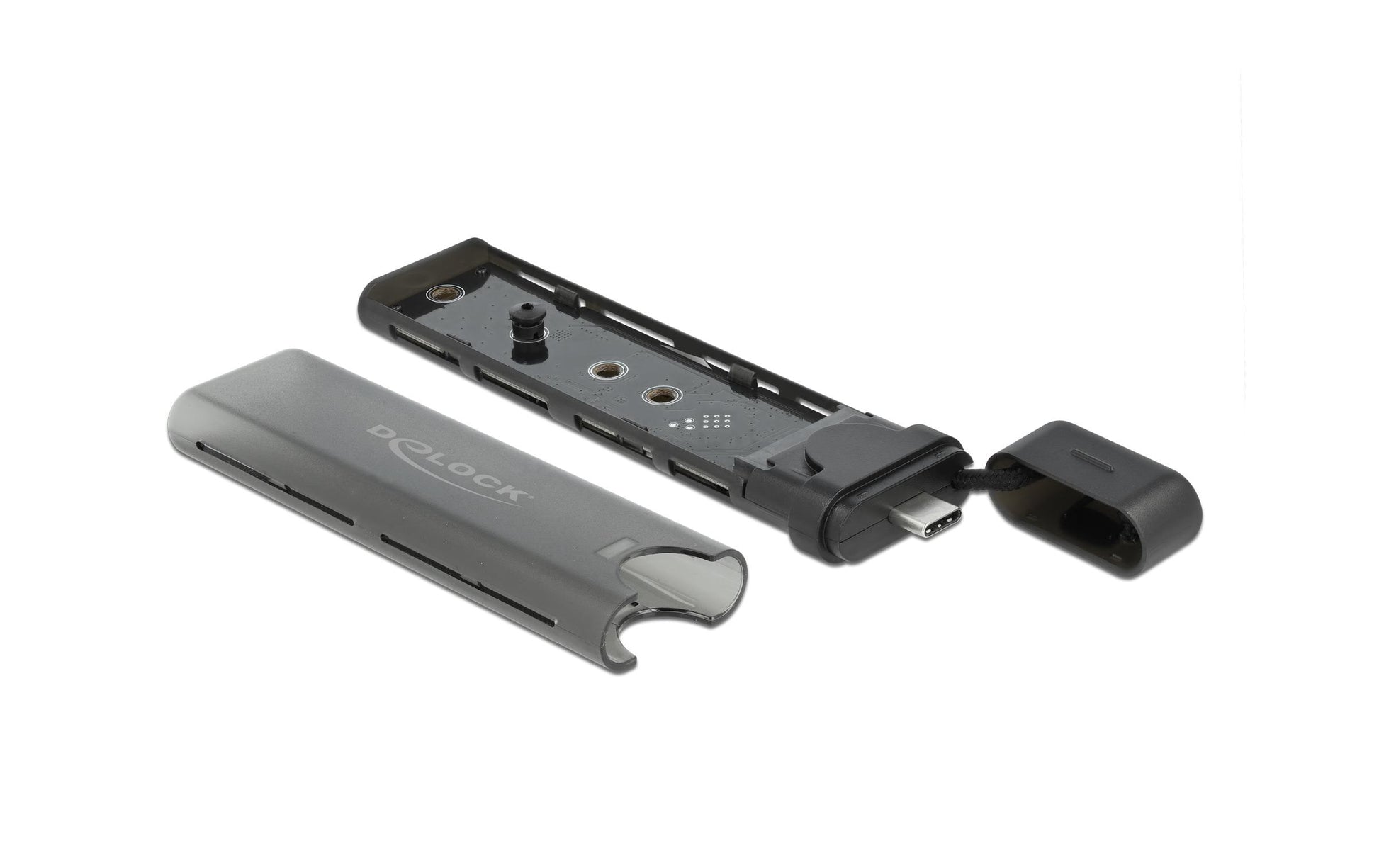 DeLOCK M.2 NVMe/SATA USB-C-Gehäuse – 1-Bay SSD-Gehäuse – USB 3.2 Gen2 (10 Gbit/s) – für M.2 NVMe/SATA