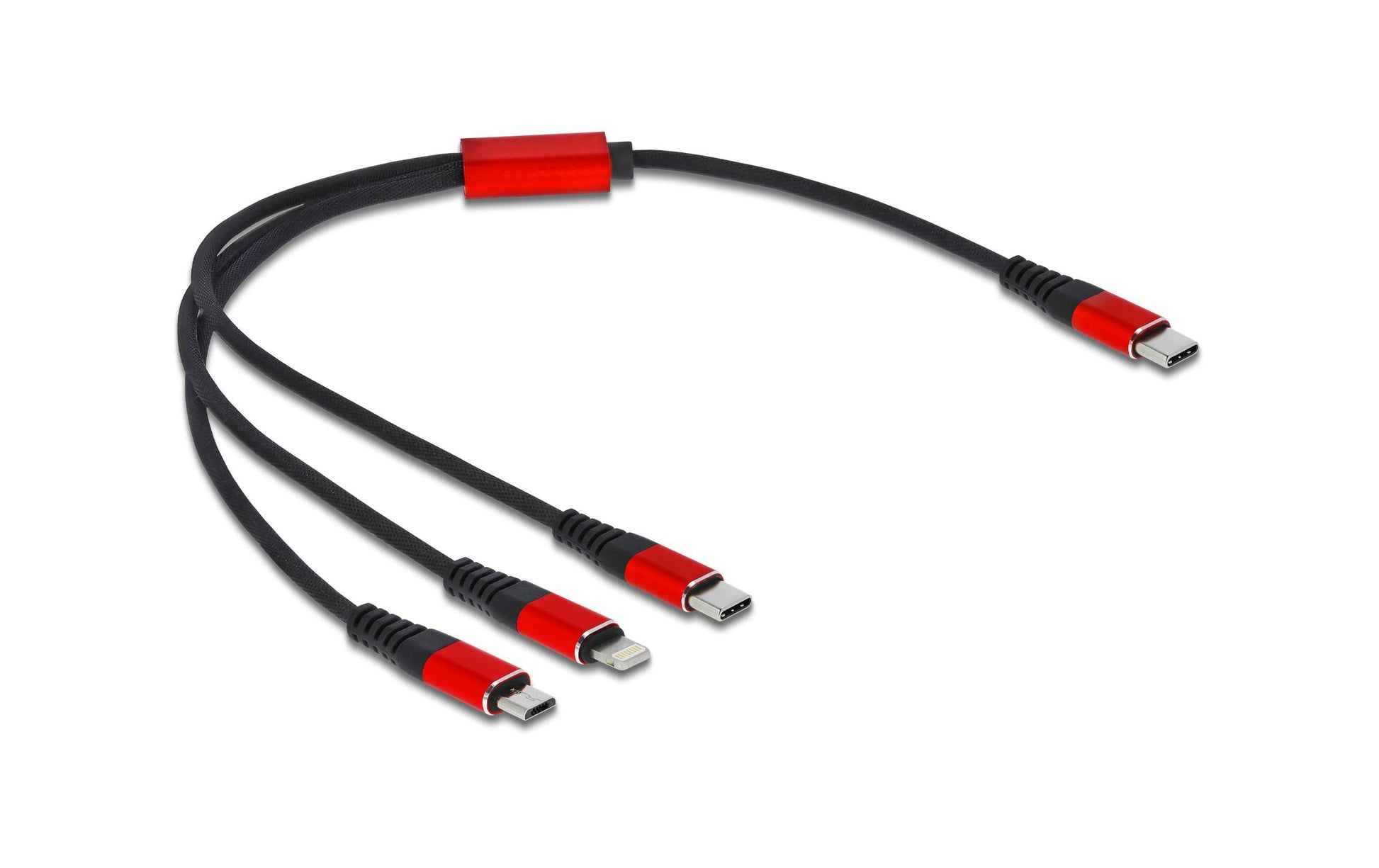 DeLOCK Multi-Kabel – 3-in-1 USB-C auf USB-C/Micro-USB/Lightning 0,3 m – für iPhone/Android