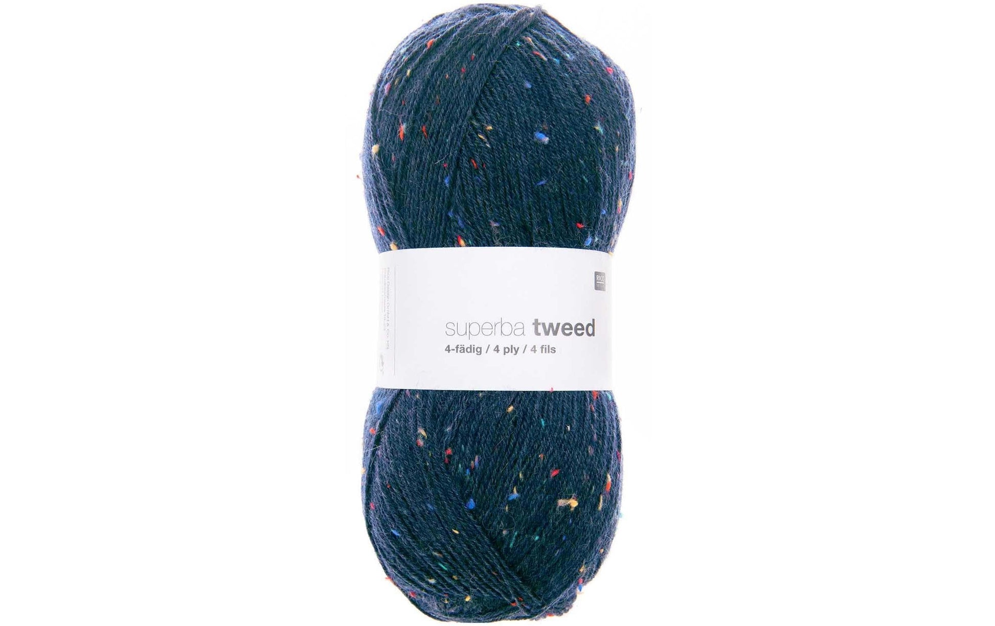 Rico Design Sockenwolle Tweed 4-fädig Garn Marineblau – 100 g, 375 m, Nadel 2 mm