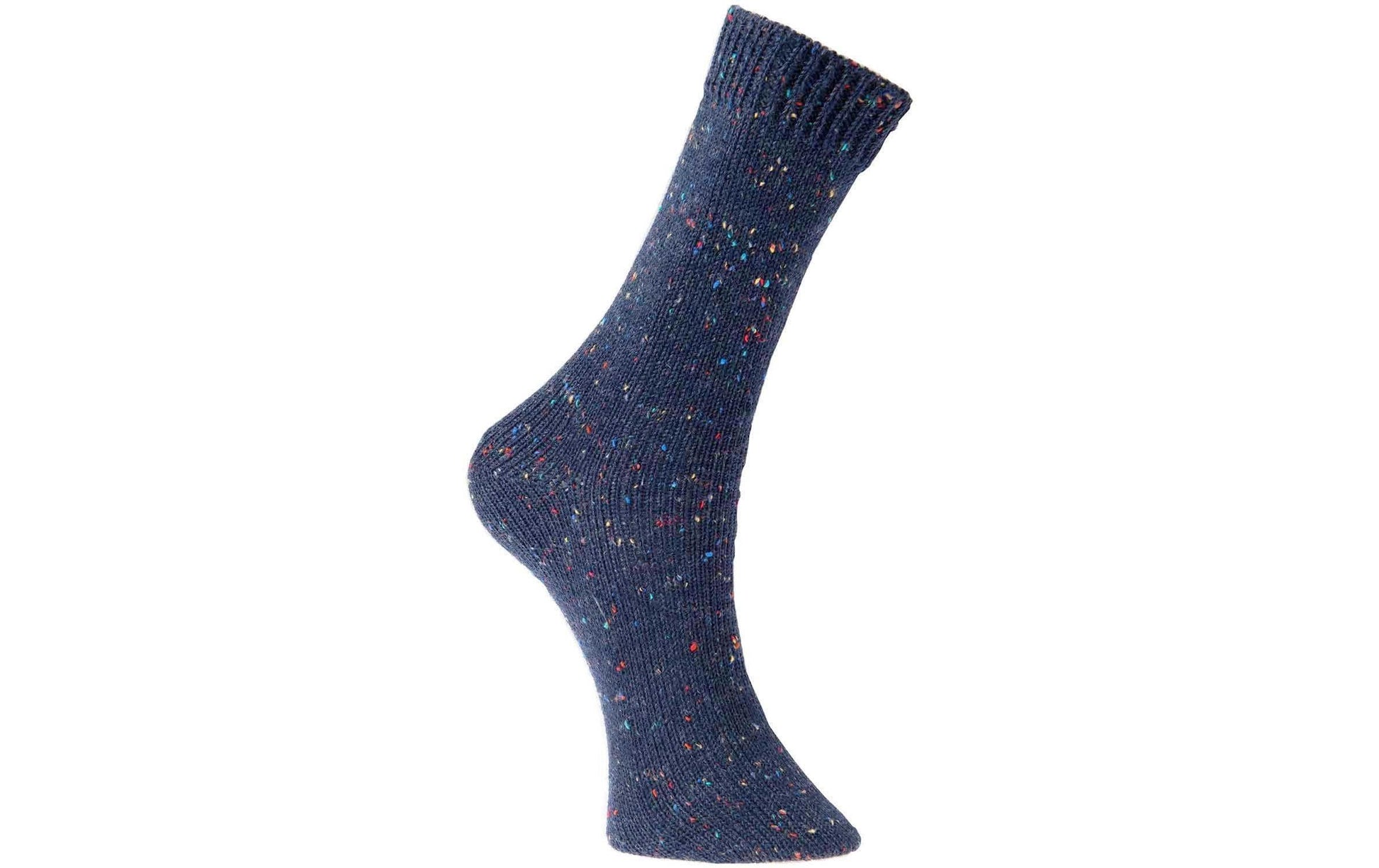 Rico Design Sockenwolle Tweed 4-fädig Garn Marineblau – 100 g, 375 m, Nadel 2 mm