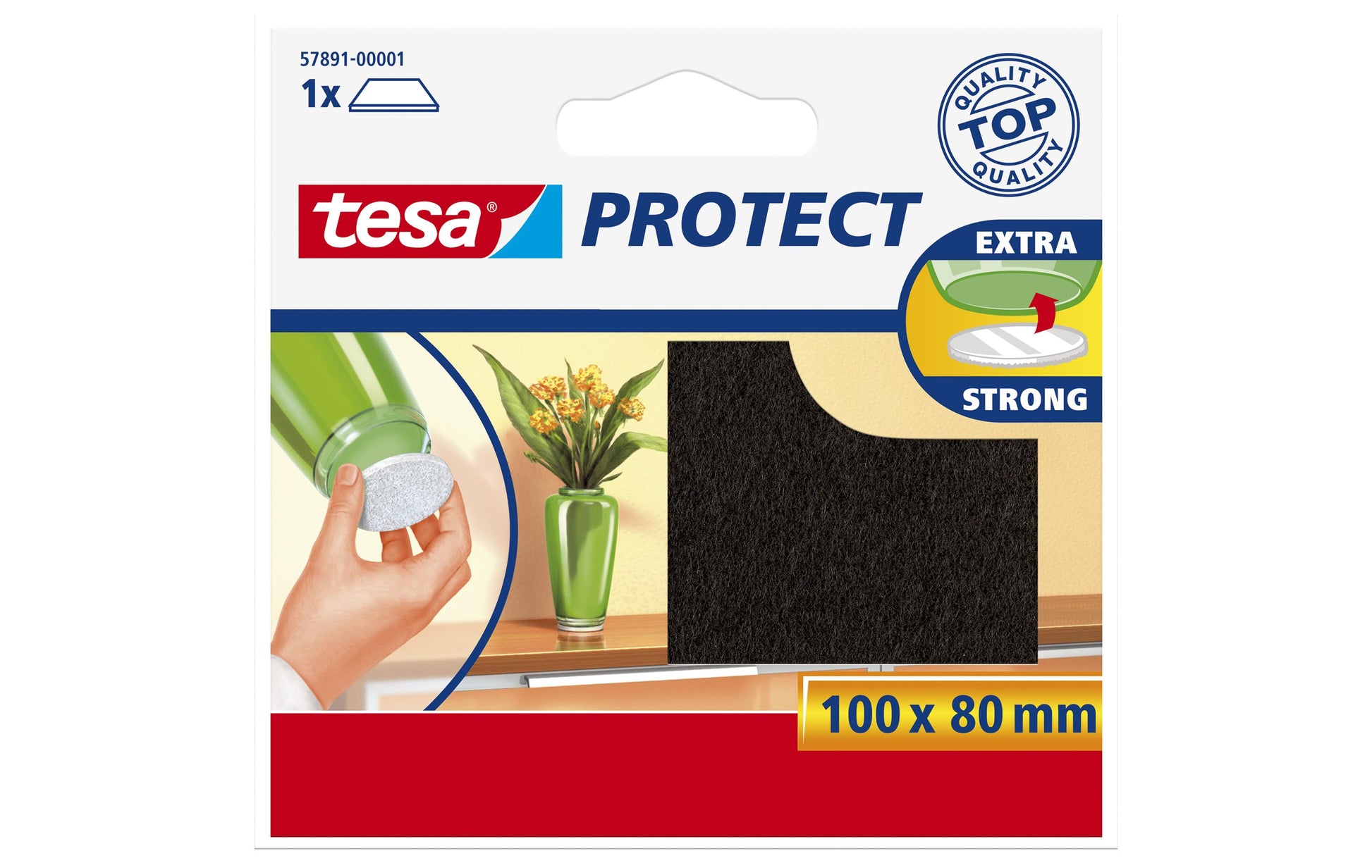 TESA Protect Filzgleiter 100 × 80 mm – braun – selbstklebend, zuschneidbar