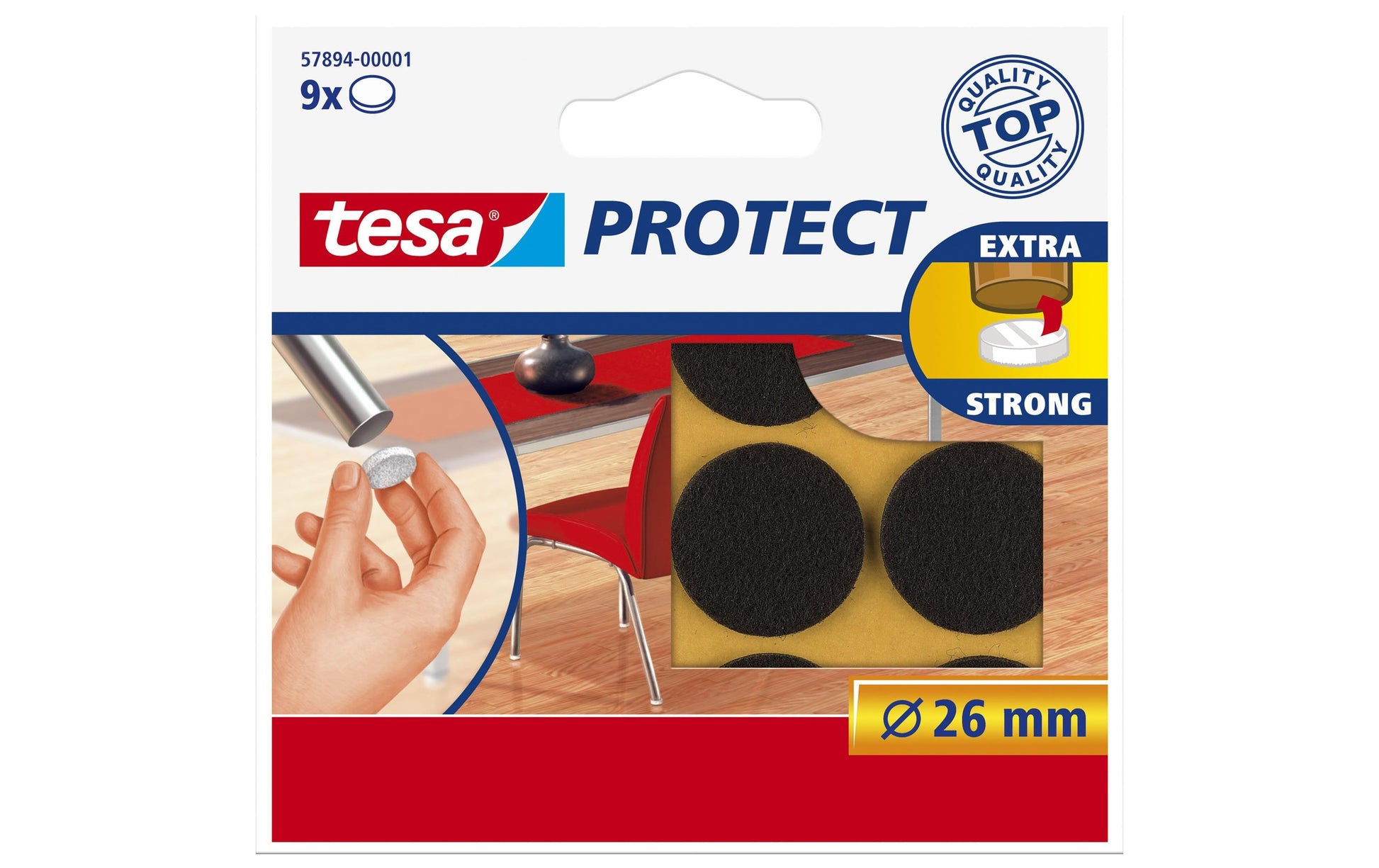 TESA Protect Filzgleiter 26 mm – selbstklebend – braun – 9 Stück