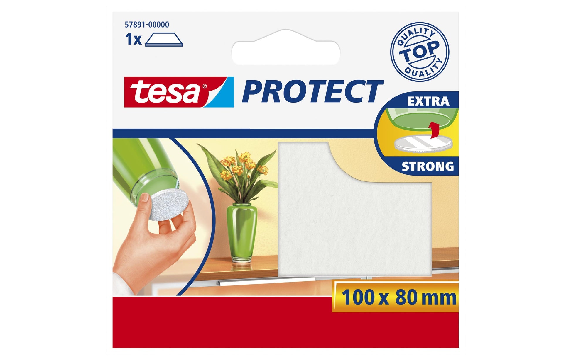 TESA Protect Filzgleiter 100 × 80 mm – weiss – selbstklebend, zuschneidbar