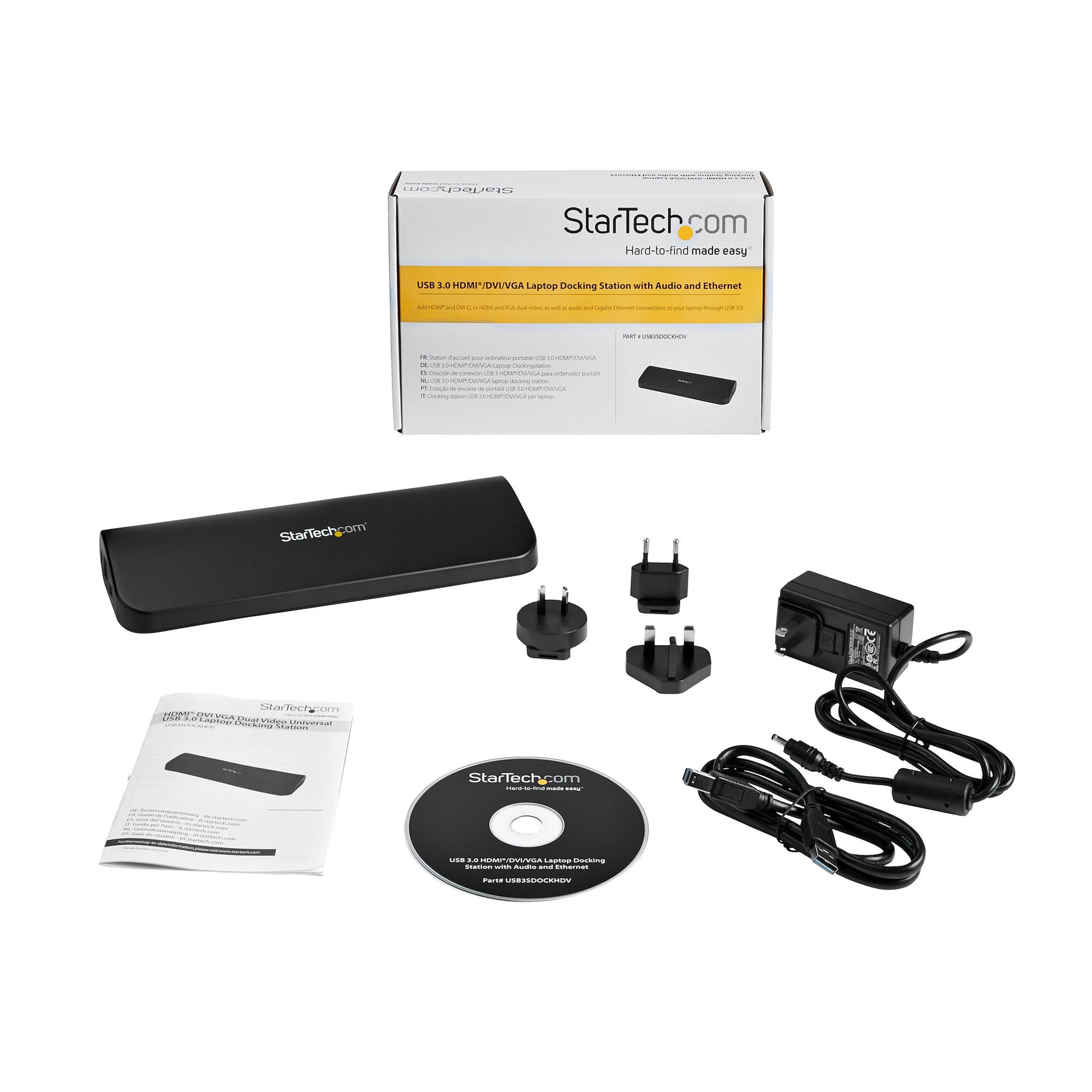 StarTech.com Dockingstation – USB-A, HDMI/VGA/DVI, GbE, 3,5 mm Audio, für Windows/Mac