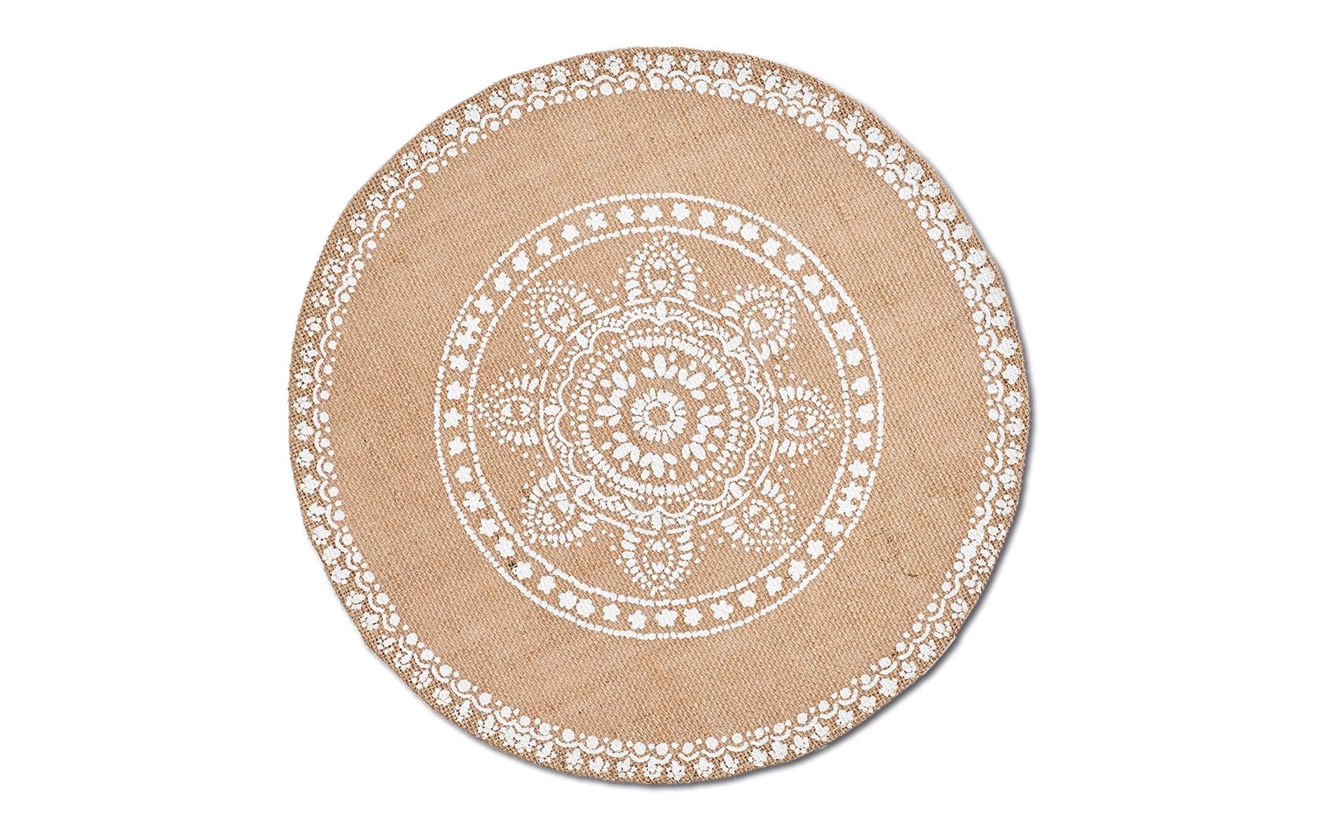 Zeller Present Tischset – rund, Jute, Mandala Motiv, Ø38 cm