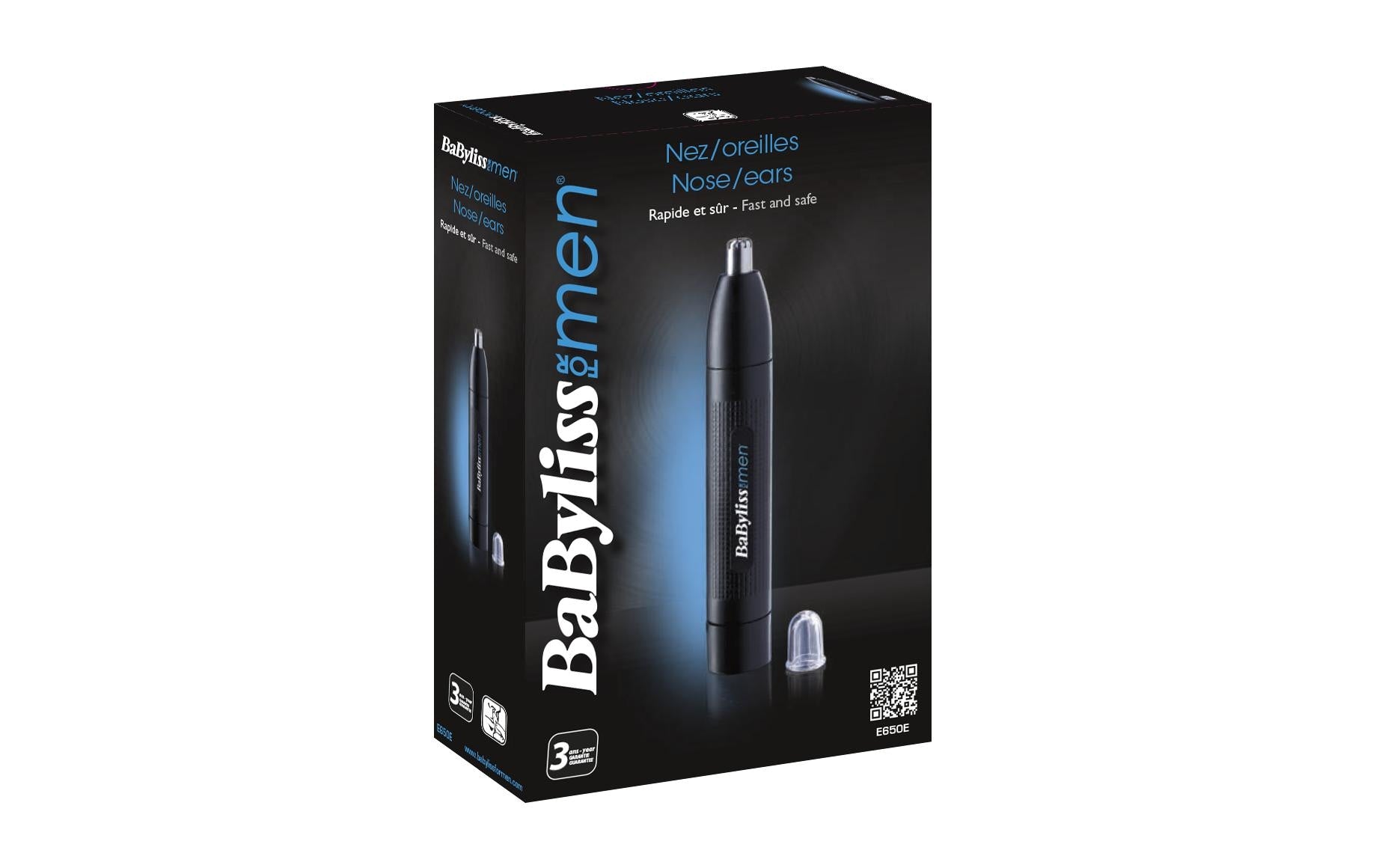 BaByliss Nasen- & Ohrtrimmer E650E – batteriebetrieben (AA), wasserdicht – schwarz