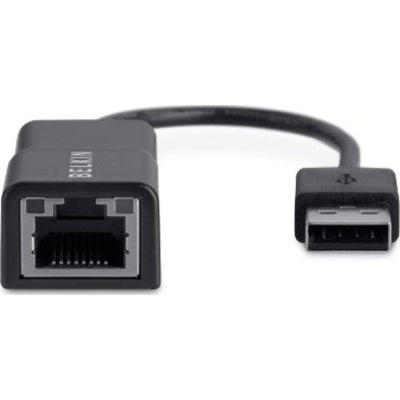 Belkin USB-A (Stecker) auf Ethernet (RJ-45) (Buchse) Adapter, USB 2.0, 10/100 Mbit/s, 12 cm