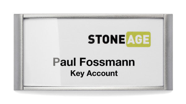 Durable Namensschild – 74 × 34 mm – magnetisch, silber, quer – Pack à 10