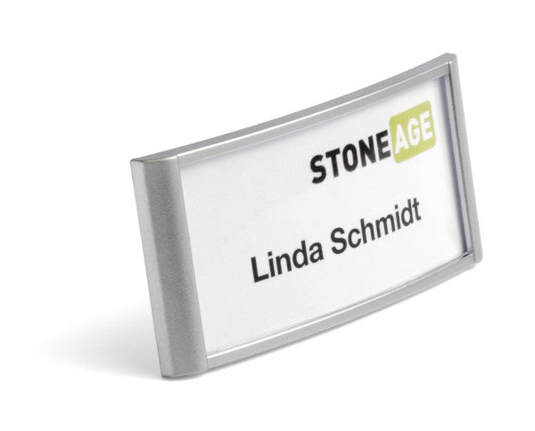 Durable Namensschild – 74 × 34 mm – magnetisch, silber, quer – Pack à 10