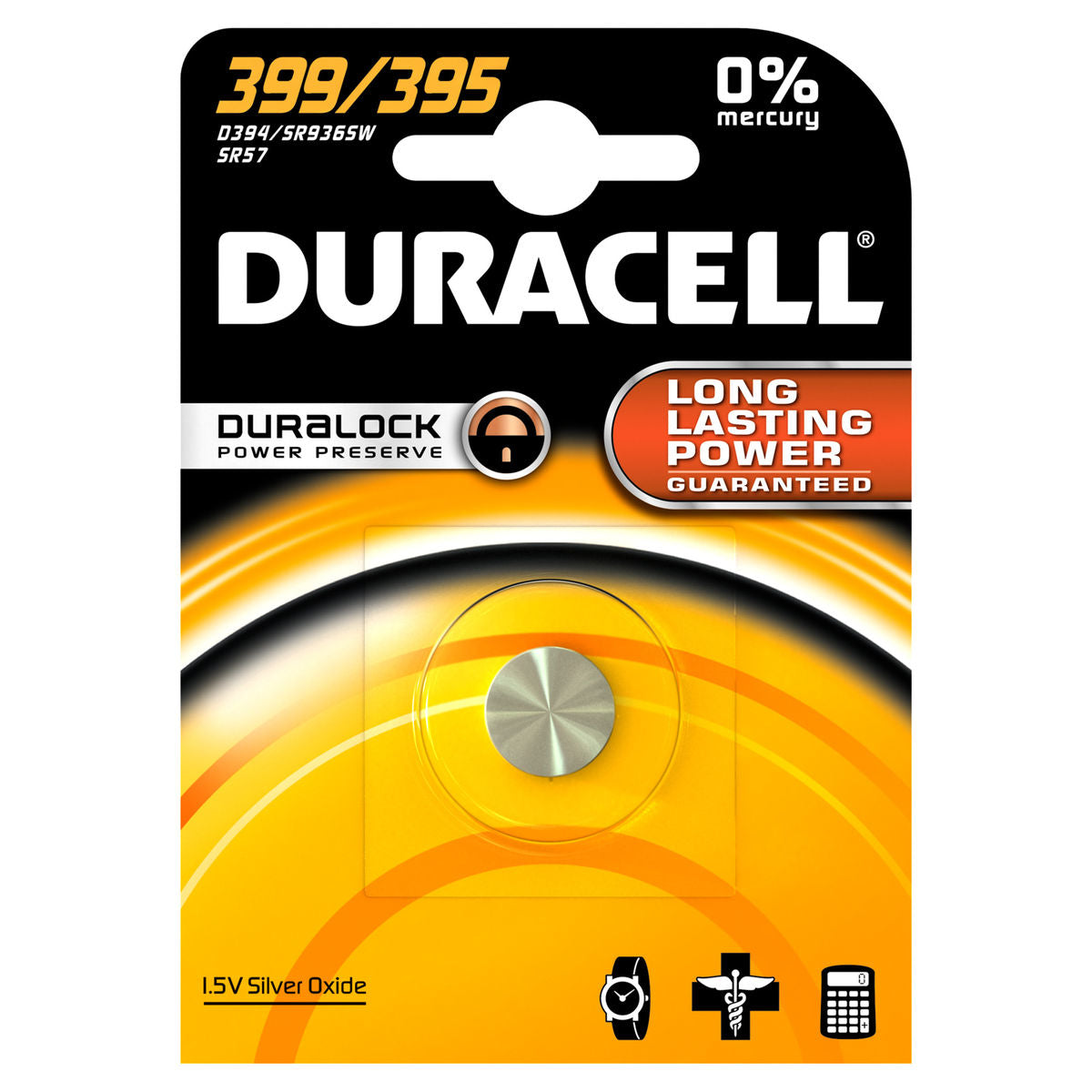 Duracell Knopfzelle SR57, Silberoxid, 1,5 V – 1 Stk.