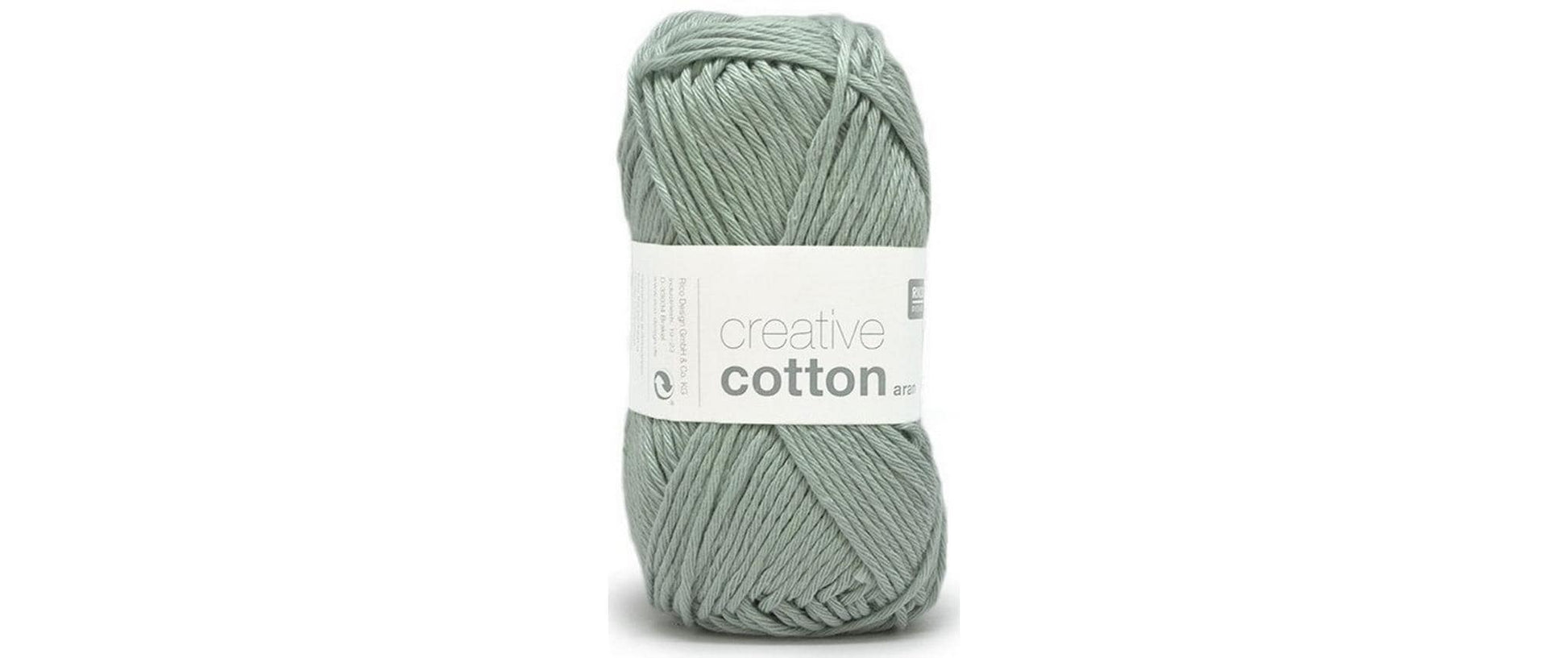 Rico Design Creative Cotton Aran Garn Graugrün – 50 g, 85 m, Nadel 5 mm, 100% Baumwolle, 1 Stk.