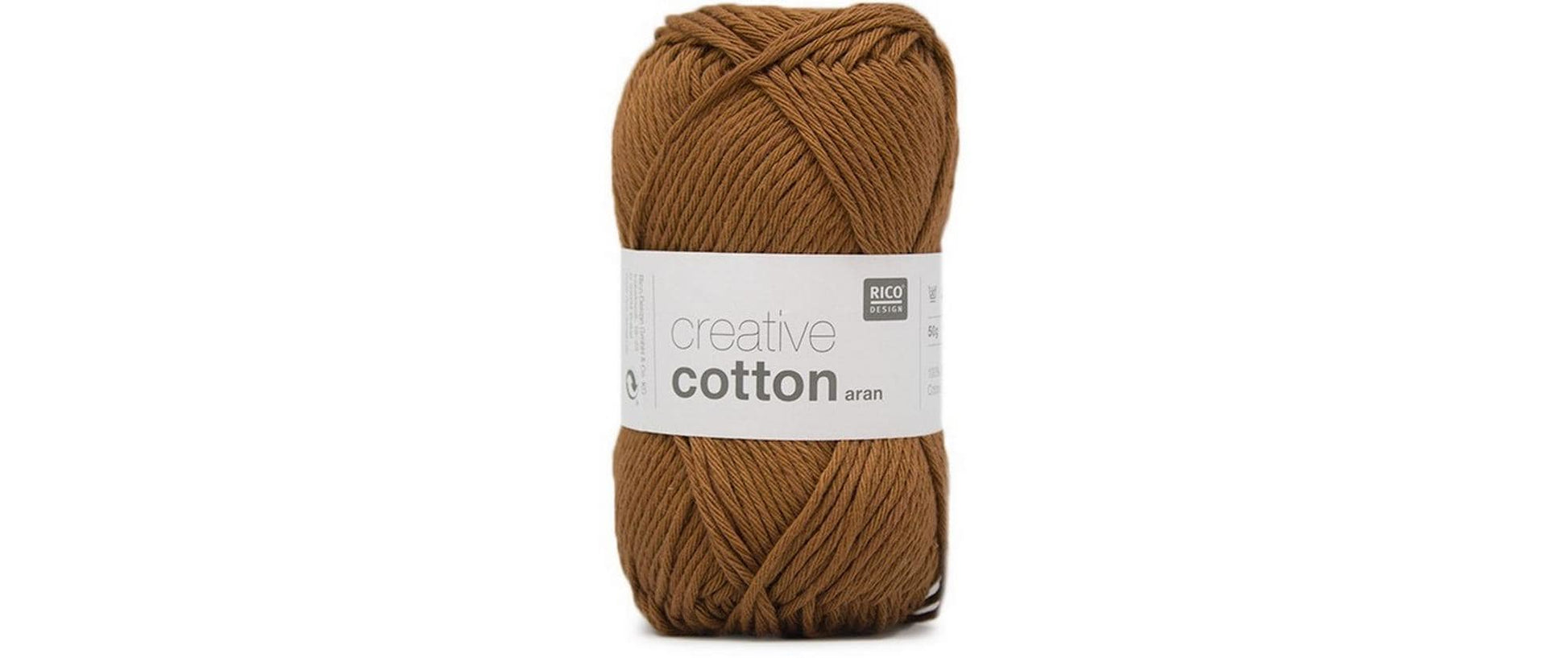 Rico Design Creative Cotton Aran Garn Baumwolle Aschbraun – 50 g, 85 m, Nadel 4 mm, 1 Stk.