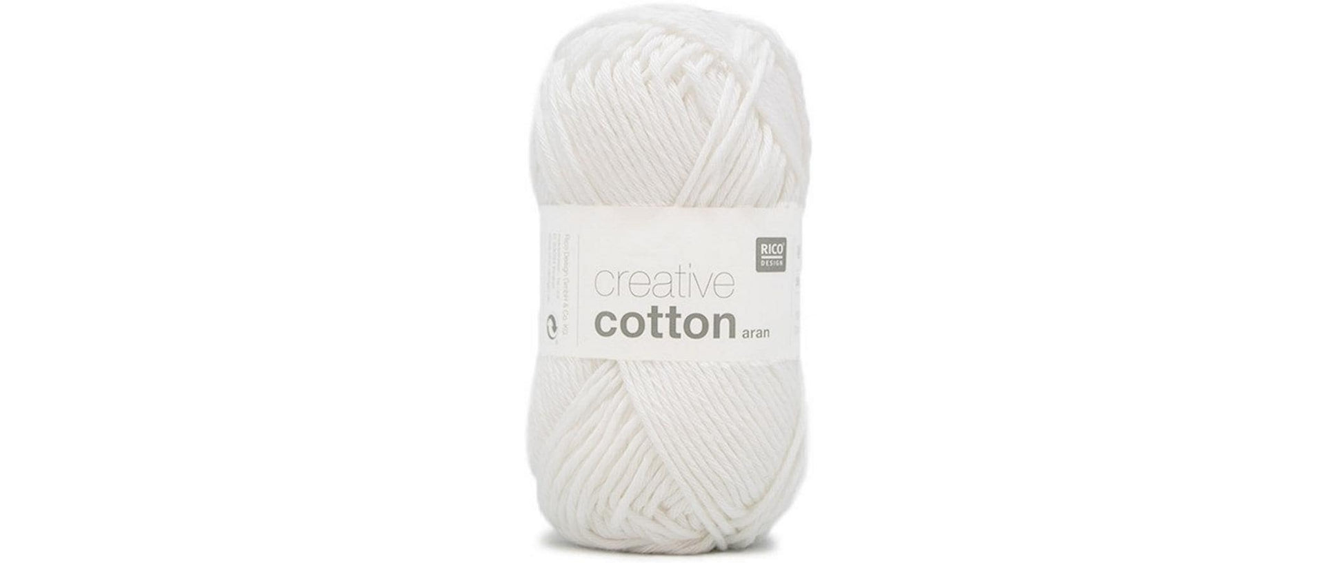 Rico Design Creative Cotton Garn Aran Weiss – 50 g, 85 m, Nadel 5 mm, Baumwolle, 1 Stk.