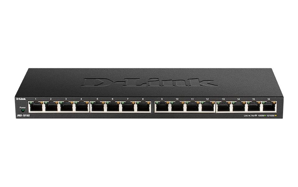 D-Link DGS-1016S – Switch – 16×GbE, Desktop, Schwarz