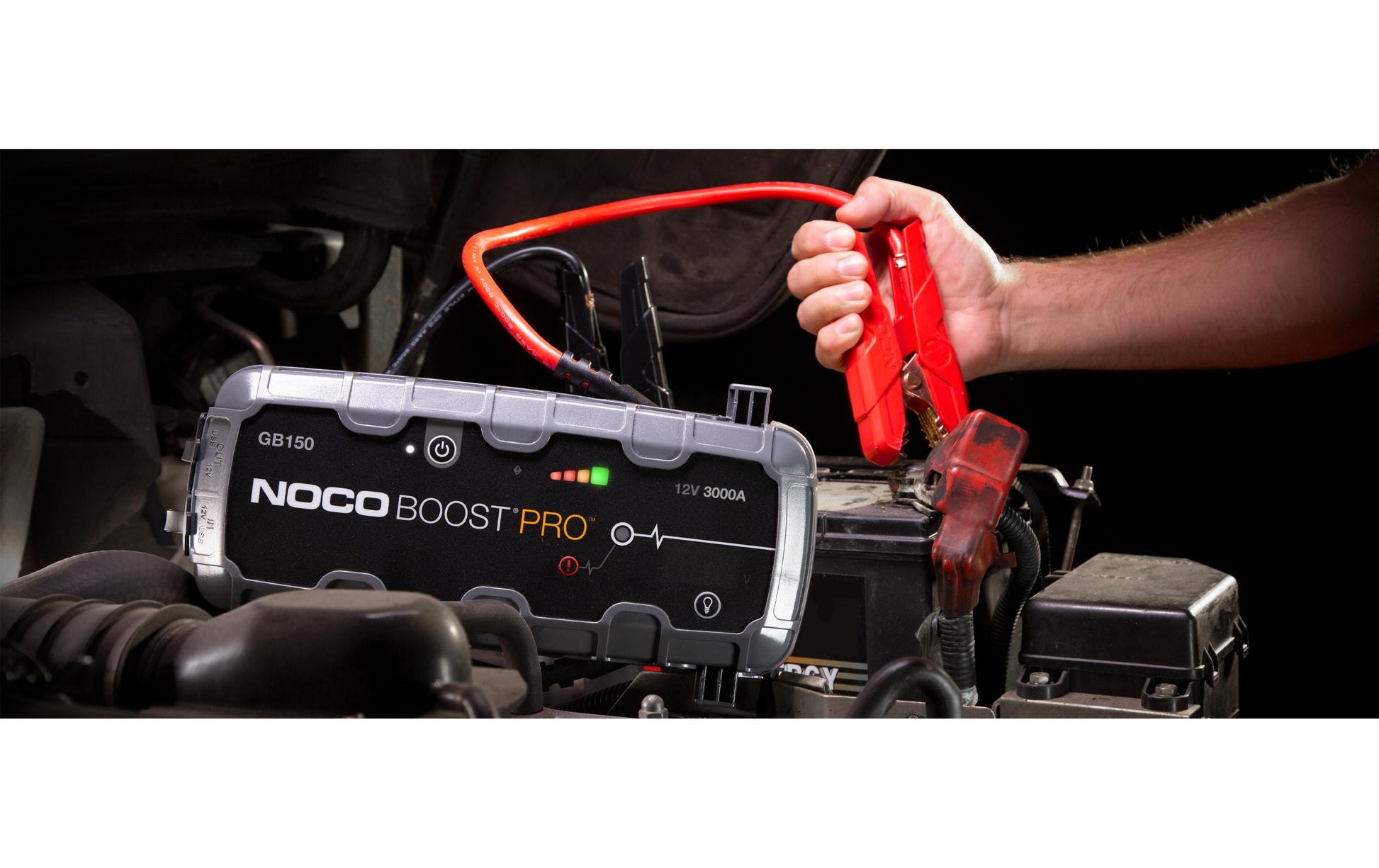 NOCO Genius GB150 Starterbooster – 3000 A Startstrom, 12 V, 88 Wh Li-Ion, USB 2,1 A, IP65