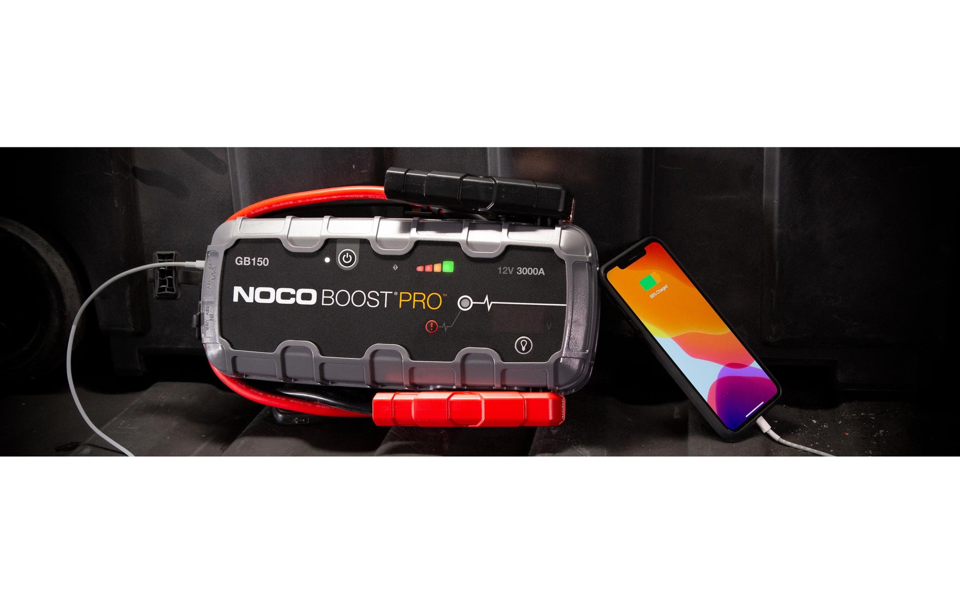NOCO Genius GB150 Starterbooster – 3000 A Startstrom, 12 V, 88 Wh Li-Ion, USB 2,1 A, IP65