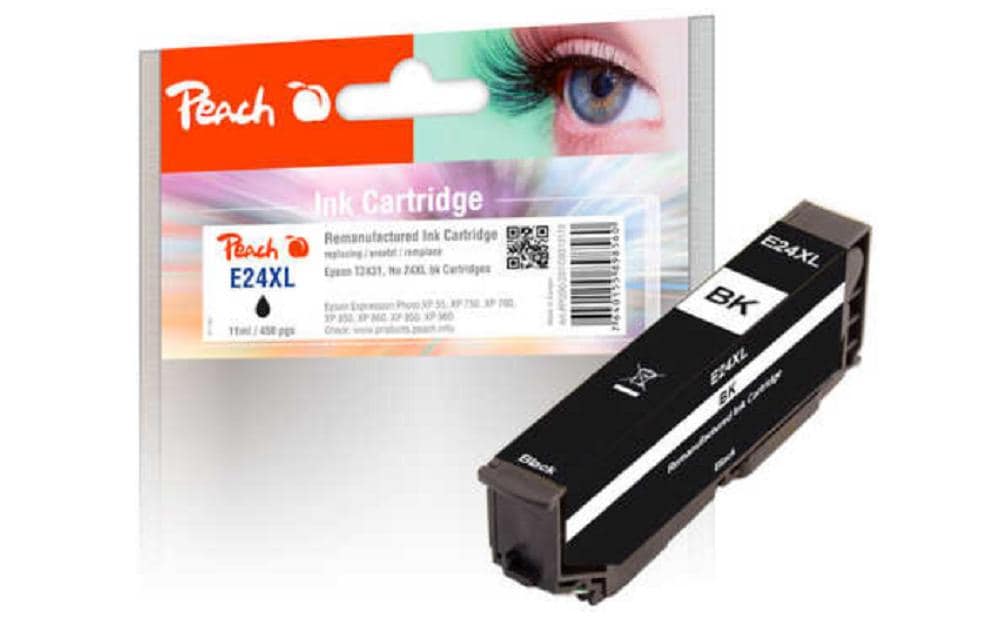 Peach 24XL Schwarz Tintenpatrone (Kompatibel) – 450 Seiten – für Epson XP-55/XP-750/XP-760 …
