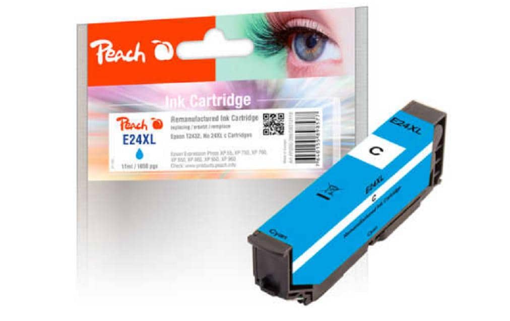 Peach 24XL Cyan Tintenpatrone (Kompatibel) – 11 ml – für Epson Expression Photo XP-55/XP-750/XP-760 … – T2432