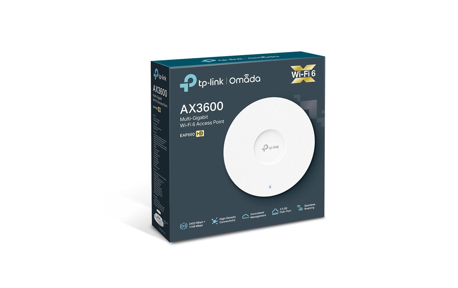 TP-Link EAP660 HD – Access Point – Wi-Fi 6 (2,4/5 GHz), 3,6 Gbit/s, 2,5GbE, PoE+, Decke