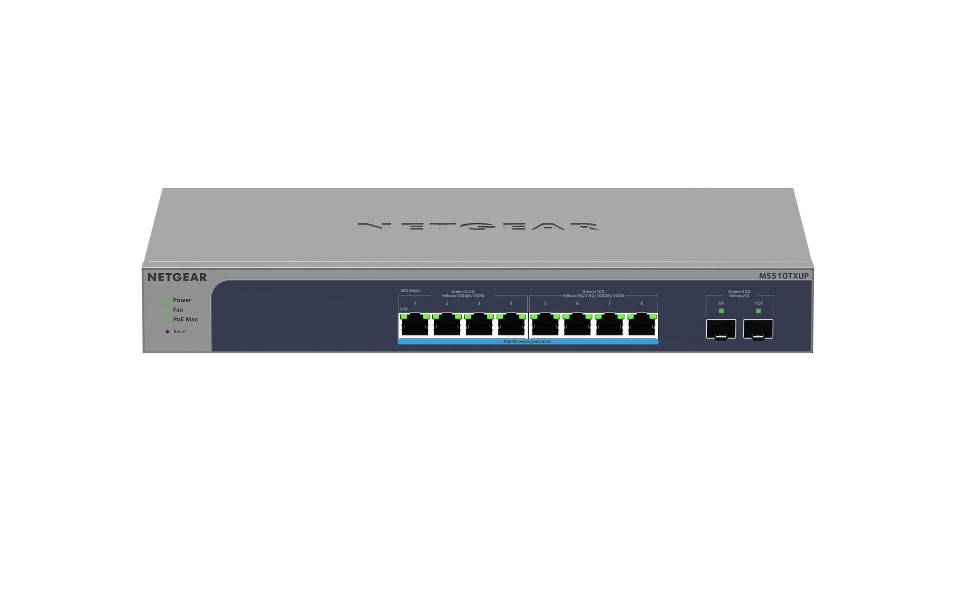 NETGEAR MS510TXUP – Managed Switch – 8×10G, 2×SFP+, L2+, PoE+ 295 W, 19" Rack
