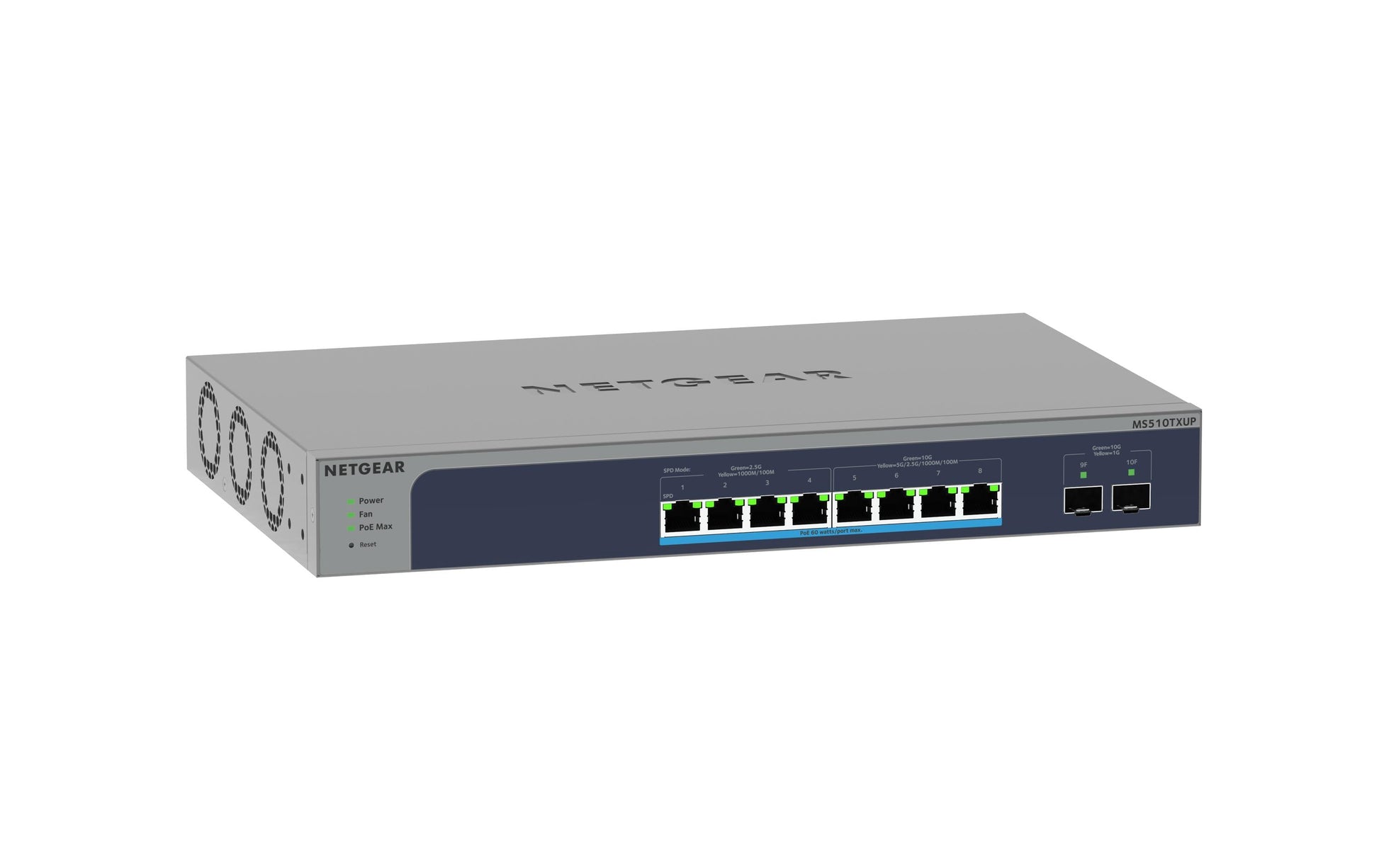 NETGEAR MS510TXUP – Managed Switch – 8×10G, 2×SFP+, L2+, PoE+ 295 W, 19" Rack