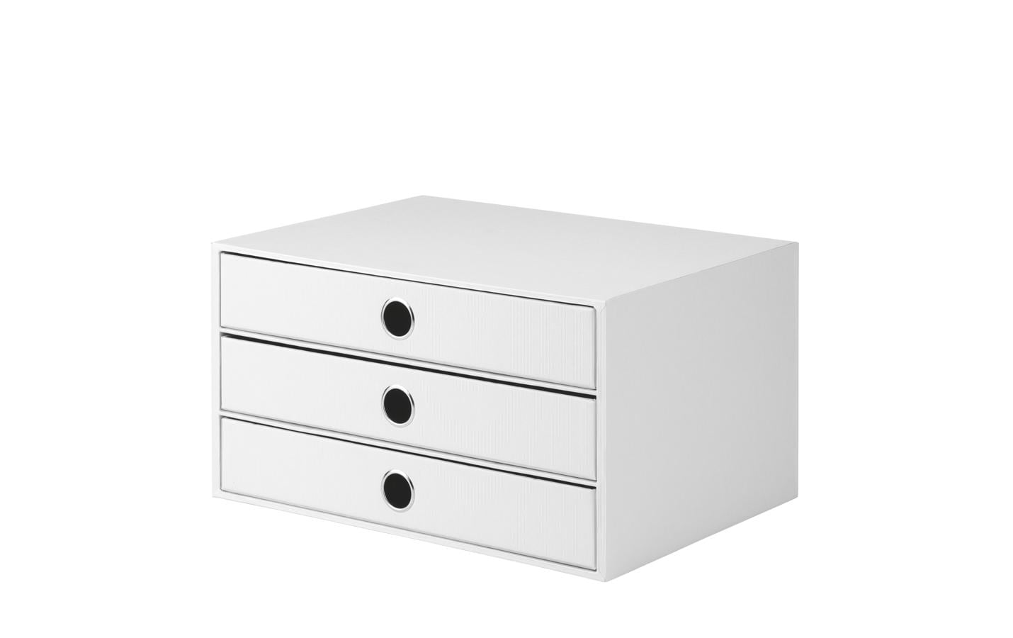 Rössler S.O.H.O. Schubladenelement – 3 Schubladen, für A4, weiss, Karton, B 343 × H 250 × T 185 mm