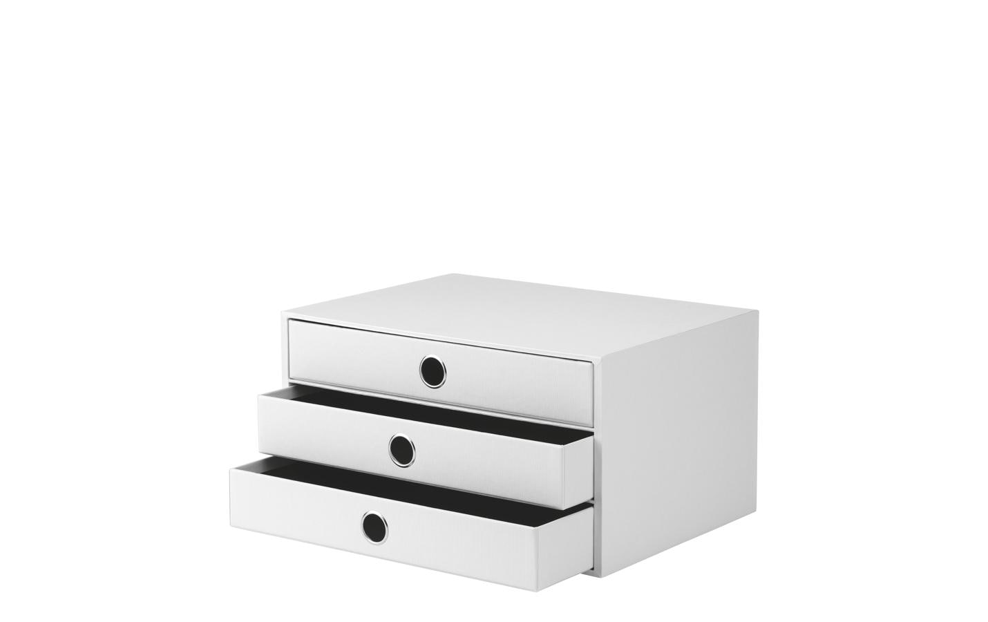 Rössler S.O.H.O. Schubladenelement – 3 Schubladen, für A4, weiss, Karton, B 343 × H 250 × T 185 mm