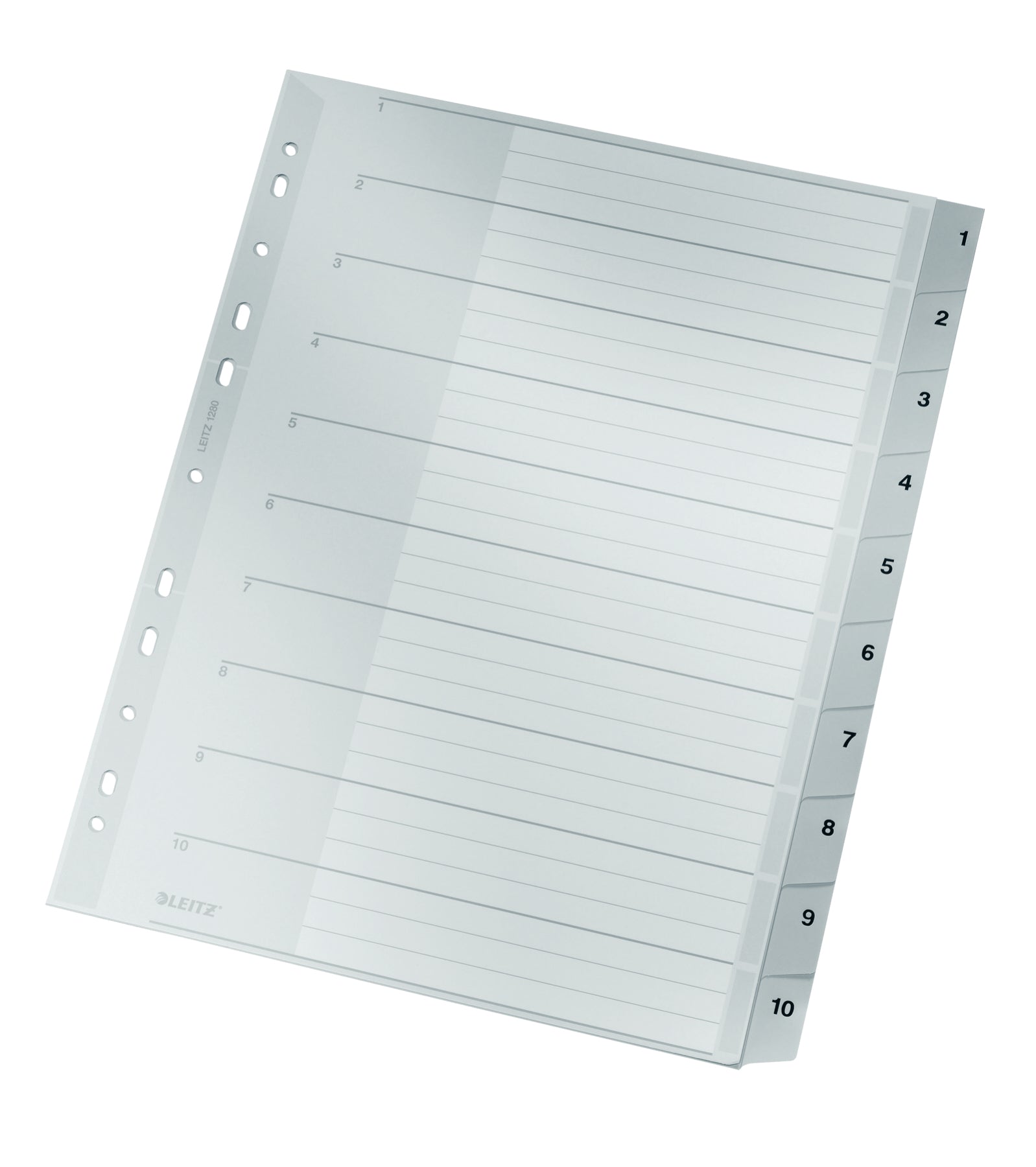 Leitz Register A4+ – nummeriert 1–10, 10 Taben, grauer Karton