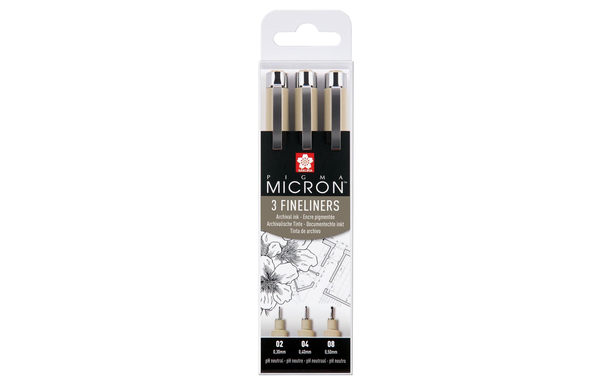Sakura Pigma Micron Fineliner – 3er-Set – schwarz – wasserfest