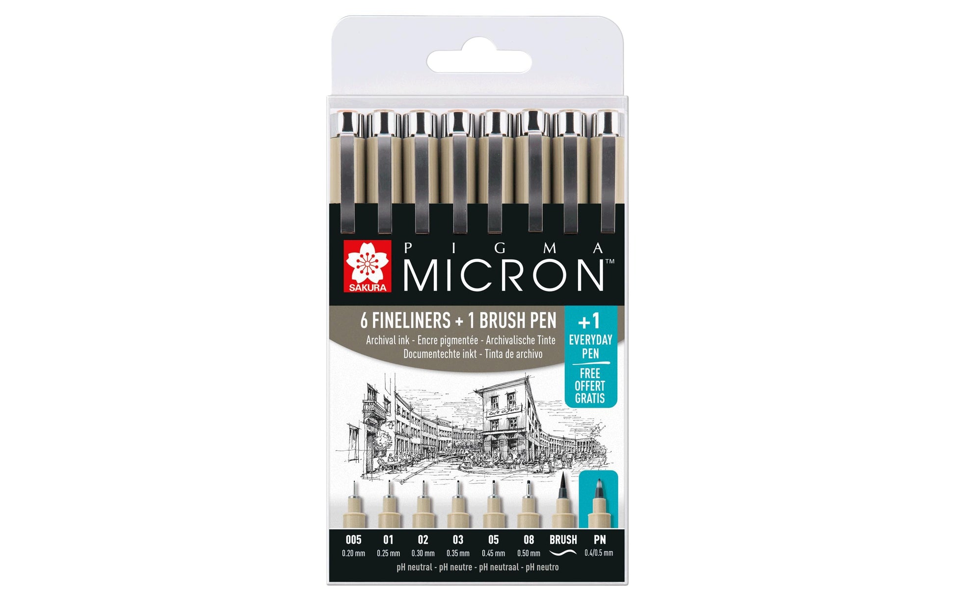Sakura Pigma Micron Fineliner – 8er-Set – Schwarz