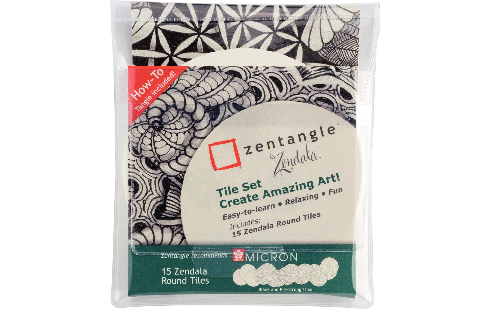 Sakura Zentangle Zendala Zeichenkacheln – 12 × 12 cm – 15 Kacheln, rund