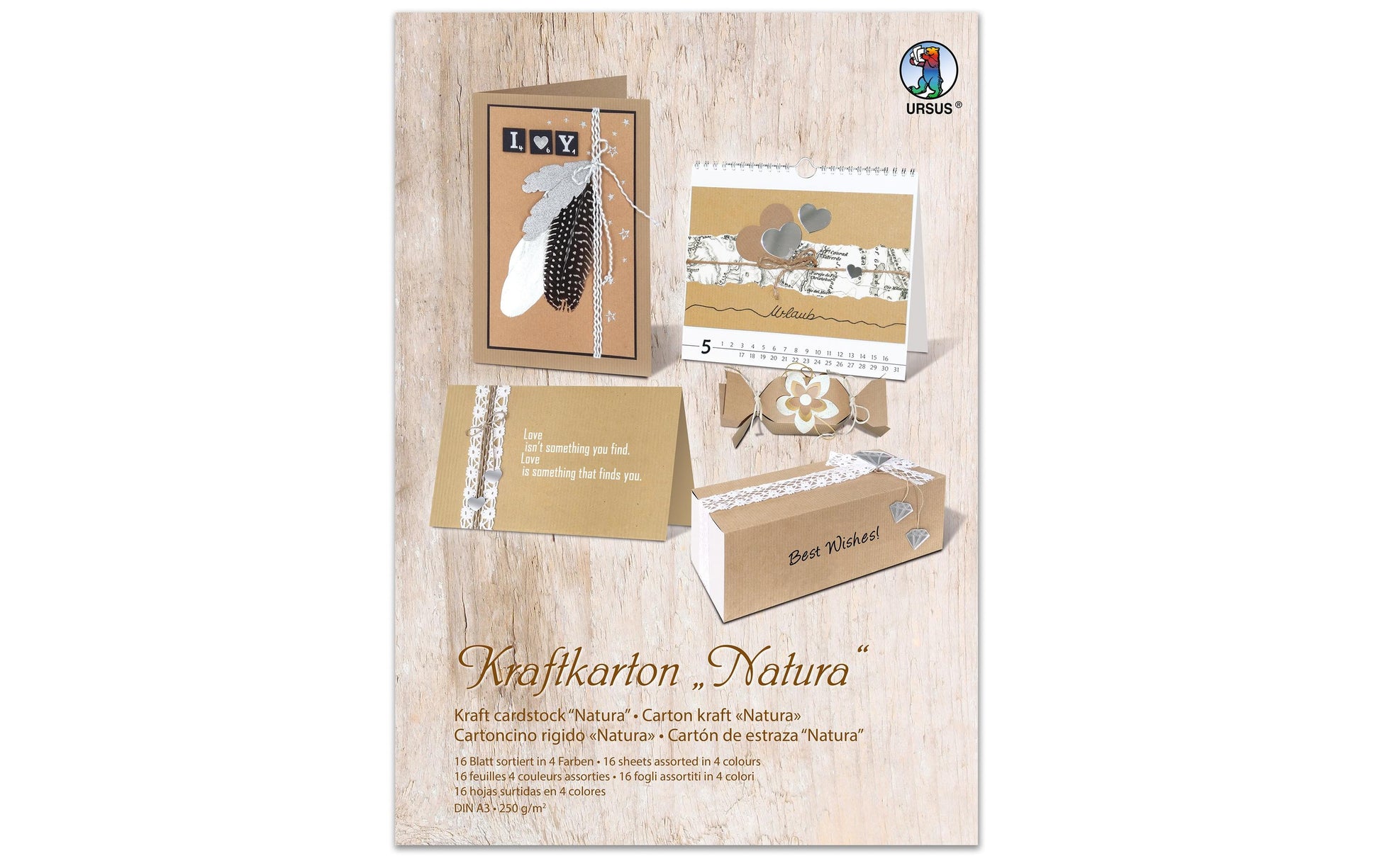 URSUS Kraftkarton – A3, 250 g/m², braun, 16 Blatt