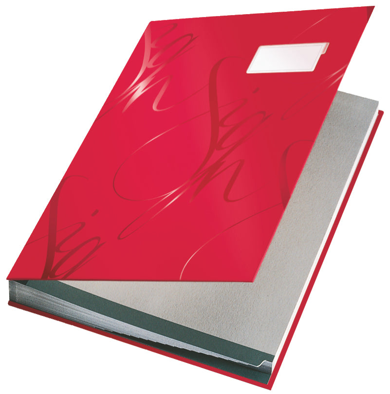 Leitz Unterschriftenmappe für A4+ – 18 Fächer, Karton, Rot