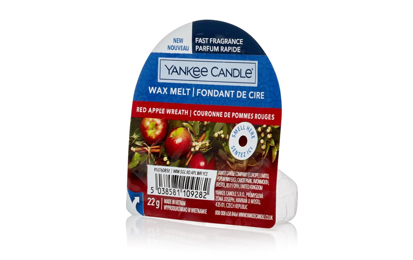Yankee Candle Red Apple Wreath – Duftwachsplättchen – Duft: Zucker – Ø 7 × 3 cm – 1-teilig, rot