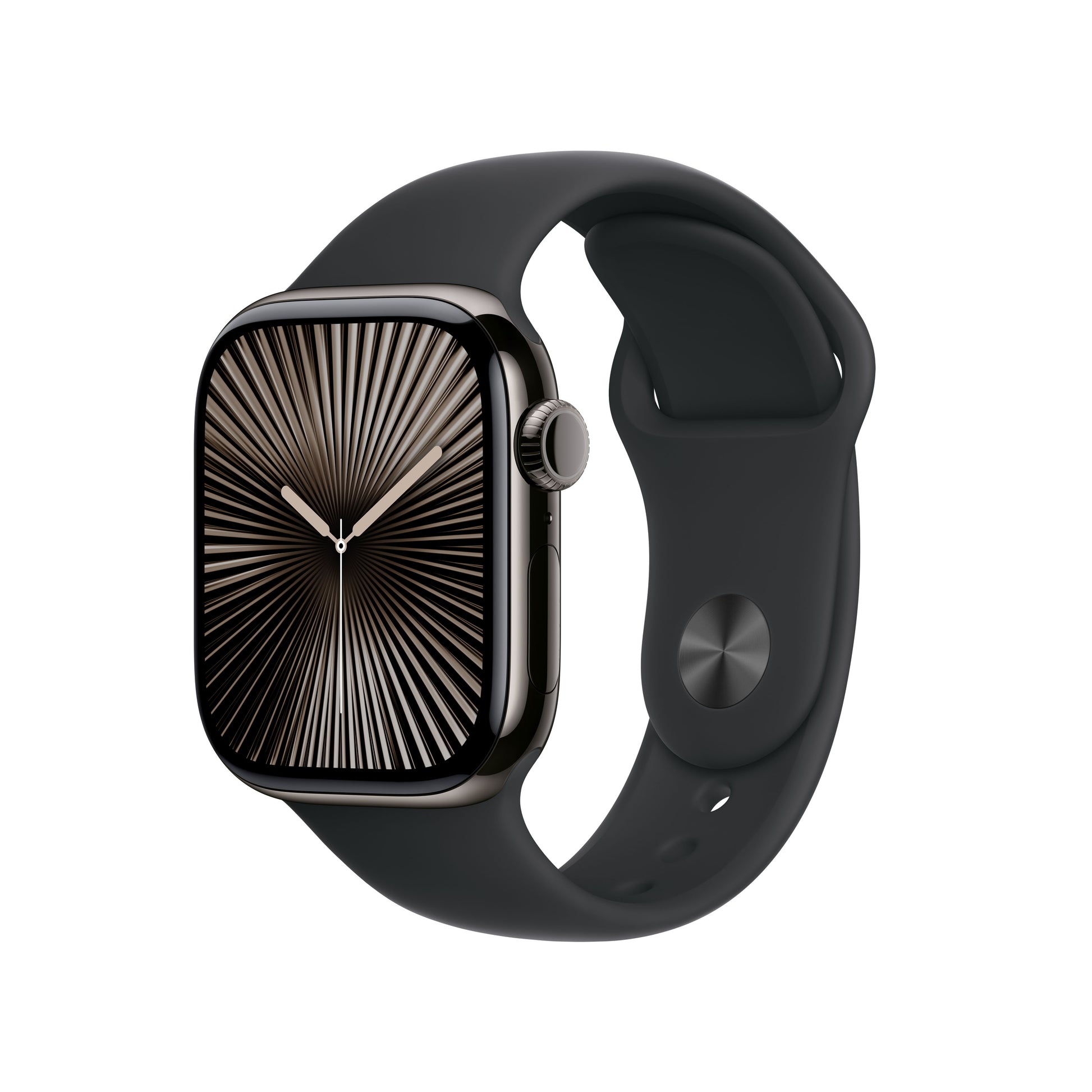 Apple Watch S10 Slate Titanium – Smartwatch – 42 mm, LTE, OLED, 50 m, Slate Titanium, Schwarz, M/L, Sportarmband
