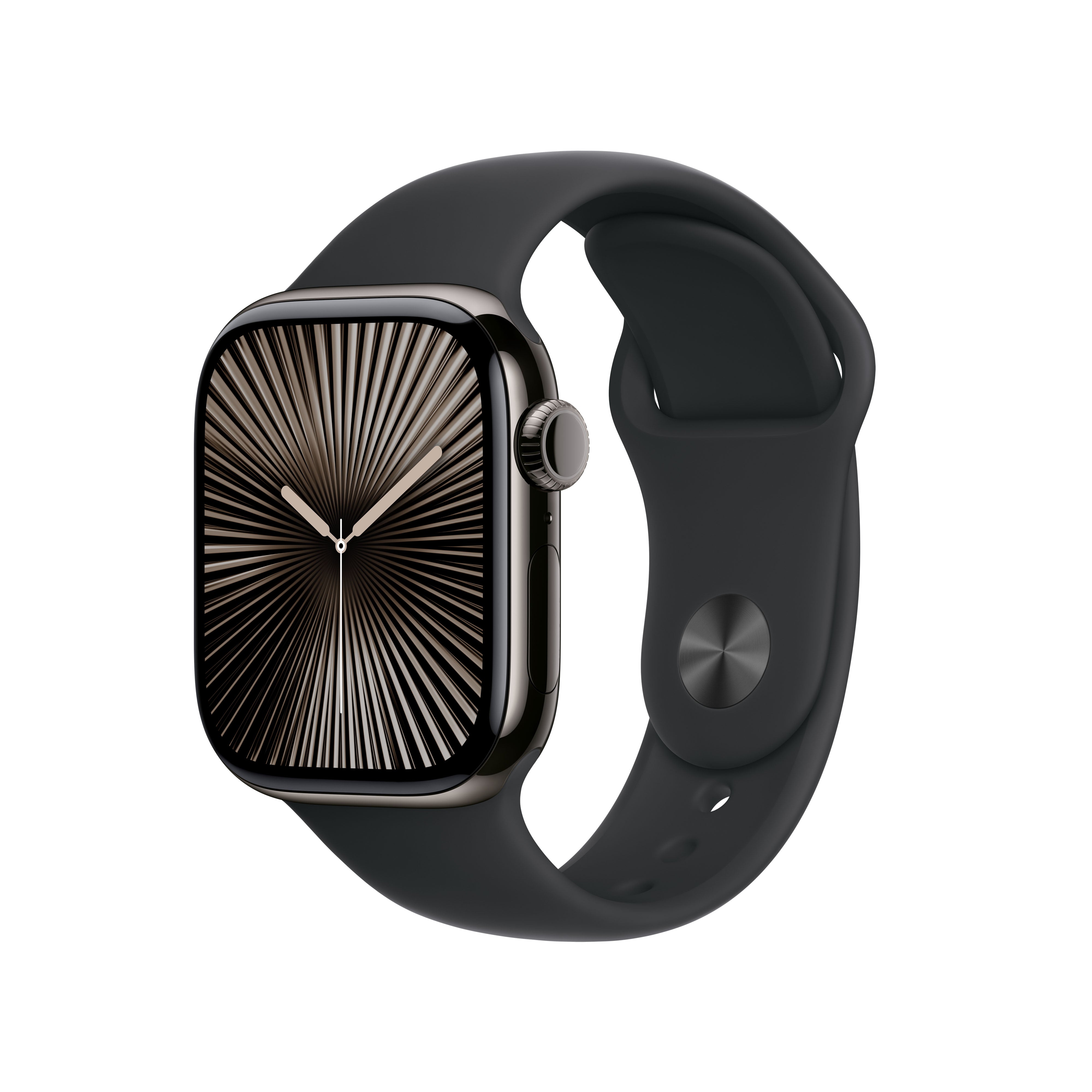 Apple Watch S10 Slate Titanium – Smartwatch – 42 mm, LTE, OLED, 50 m, Slate Titanium, Schwarz, M/L, Sportarmband