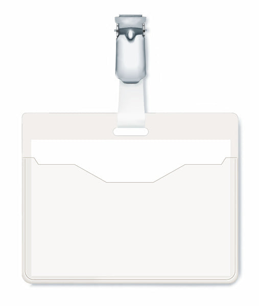 Durable Namensschild – 90 × 60 mm, transparent, Kunststoff, Clip oben offen – 25 Stk