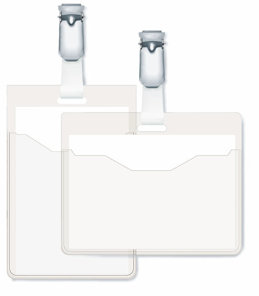 Durable Namensschild – 90 × 60 mm, transparent, Kunststoff, Clip oben offen – 25 Stk