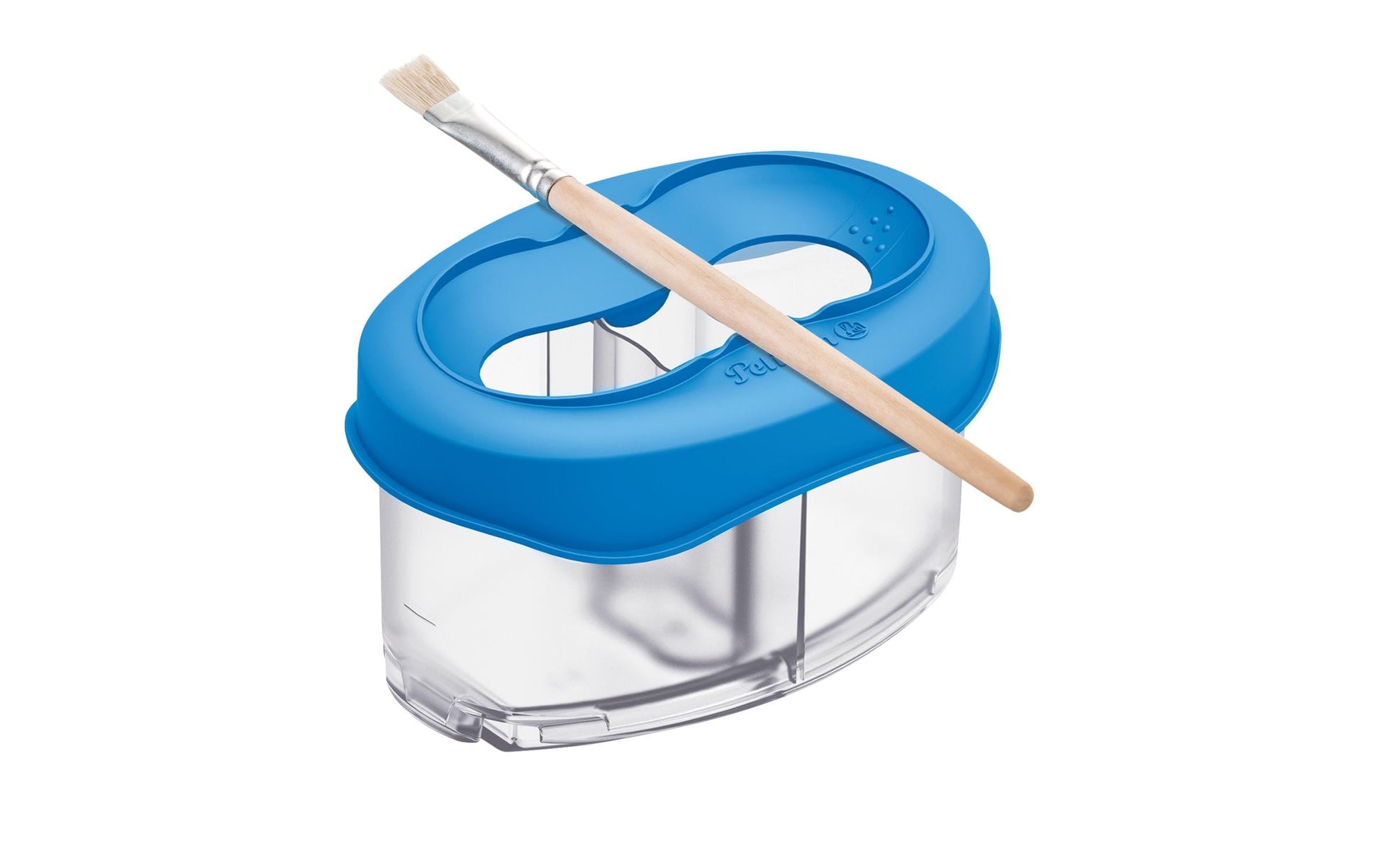 Pelikan Wasserbox Space+, mit Deckel, 2 Fächer, Pinselhalter, blau, transparent, 1 Stück